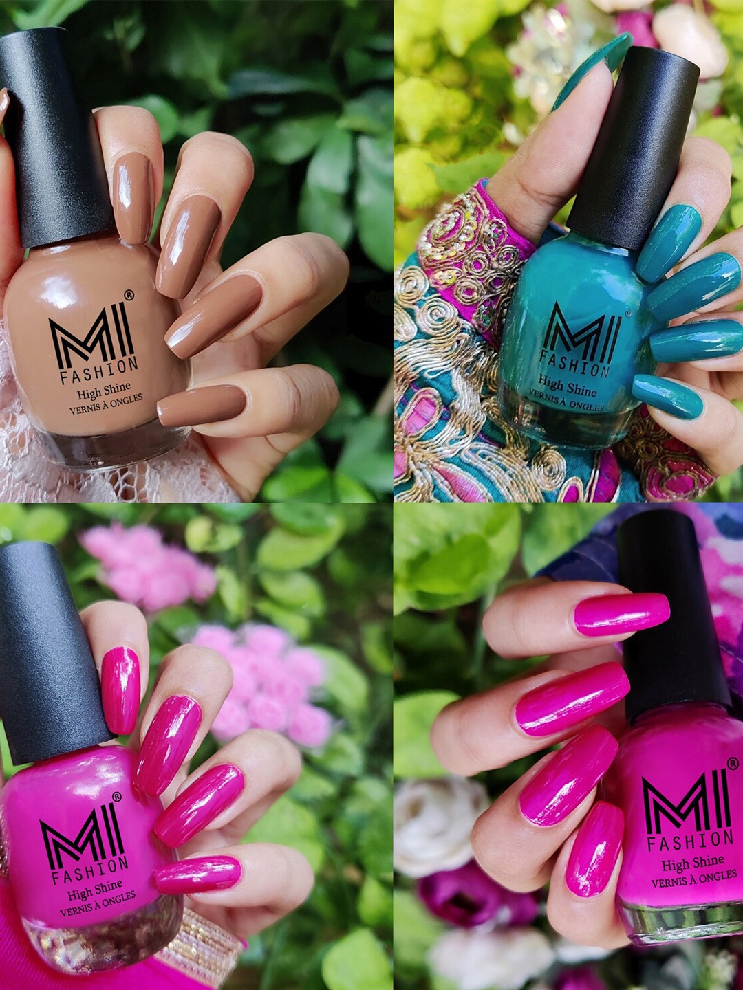 

MI FASHION Set Of 4 High-Shine Long-Lasting Glossy Nail Paint - 15ml each, Nude