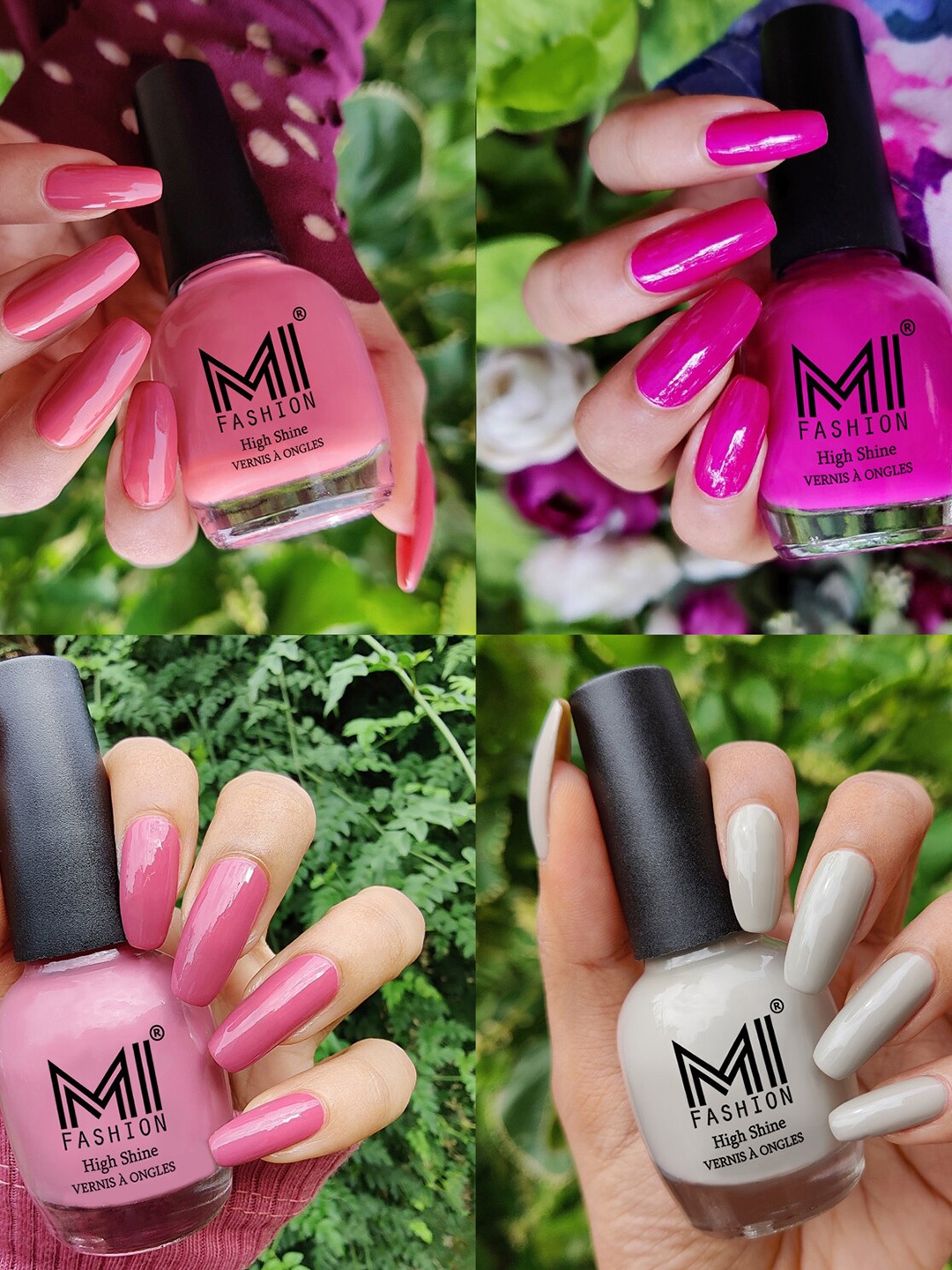 

MI FASHION Set Of 4 High-Shine Long-Lasting Glossy Nail Paint - 15ml each, Nude