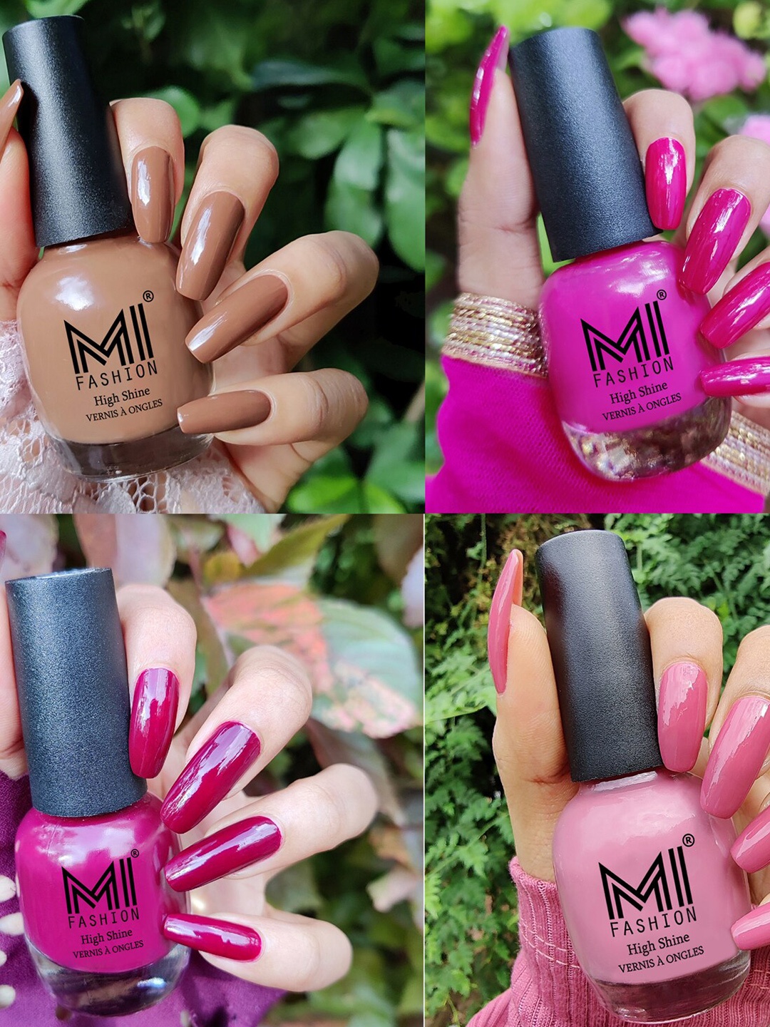 

MI FASHION Set Of 4 High-Shine Long-Lasting Glossy Nail Paint - 15ml each, Nude