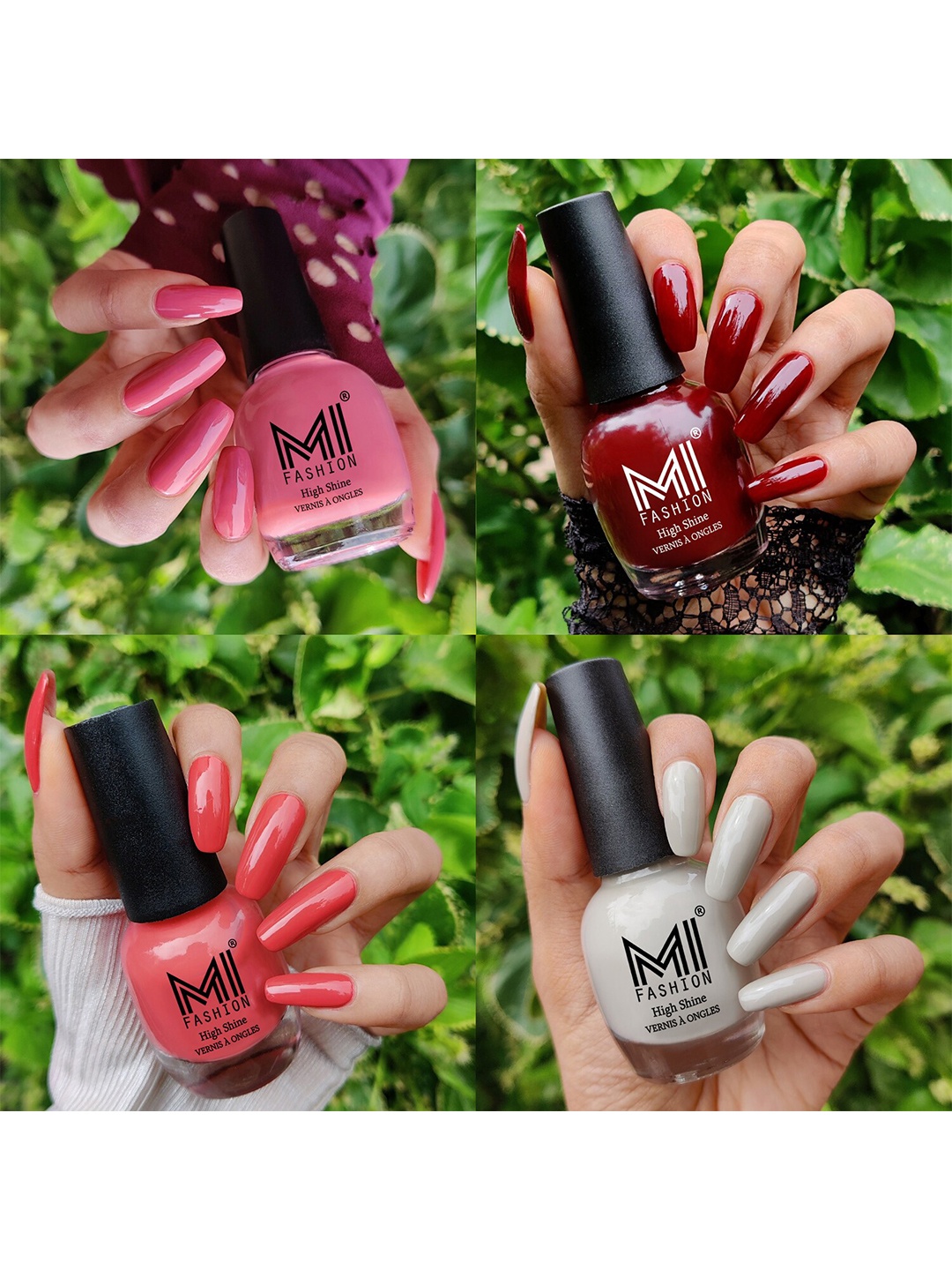 

MI FASHION Set Of 4 High-Shine Long-Lasting Glossy Nail Paint - 15ml each, Nude