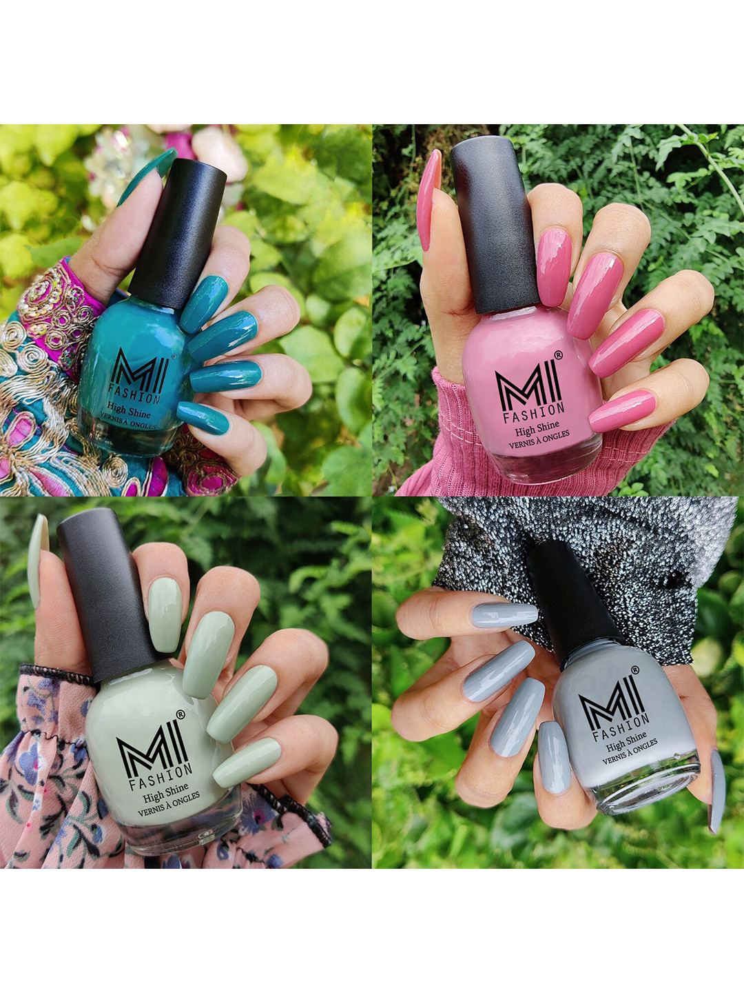 

MI FASHION Set of 4 High Shine Vernis A Ongles Nail Polish 15ml Each - 26, 39, 40, 41, Blue