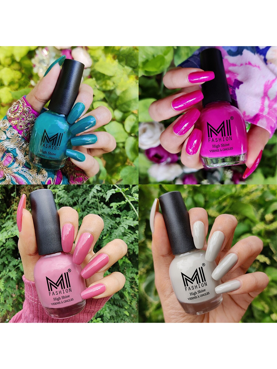 

MI FASHION Set of 4 Vernis A Ongles High Shine Long Lasting Shimmer Nail Paint - 15ml each, Multi