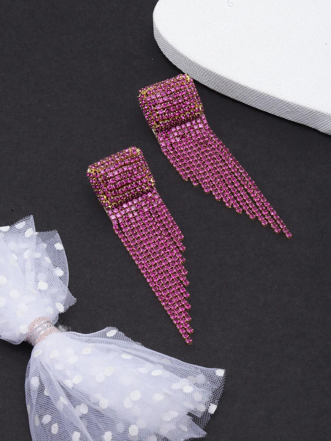 

DressBerry Gold-Toned Contemporary Drop Earrings, Pink