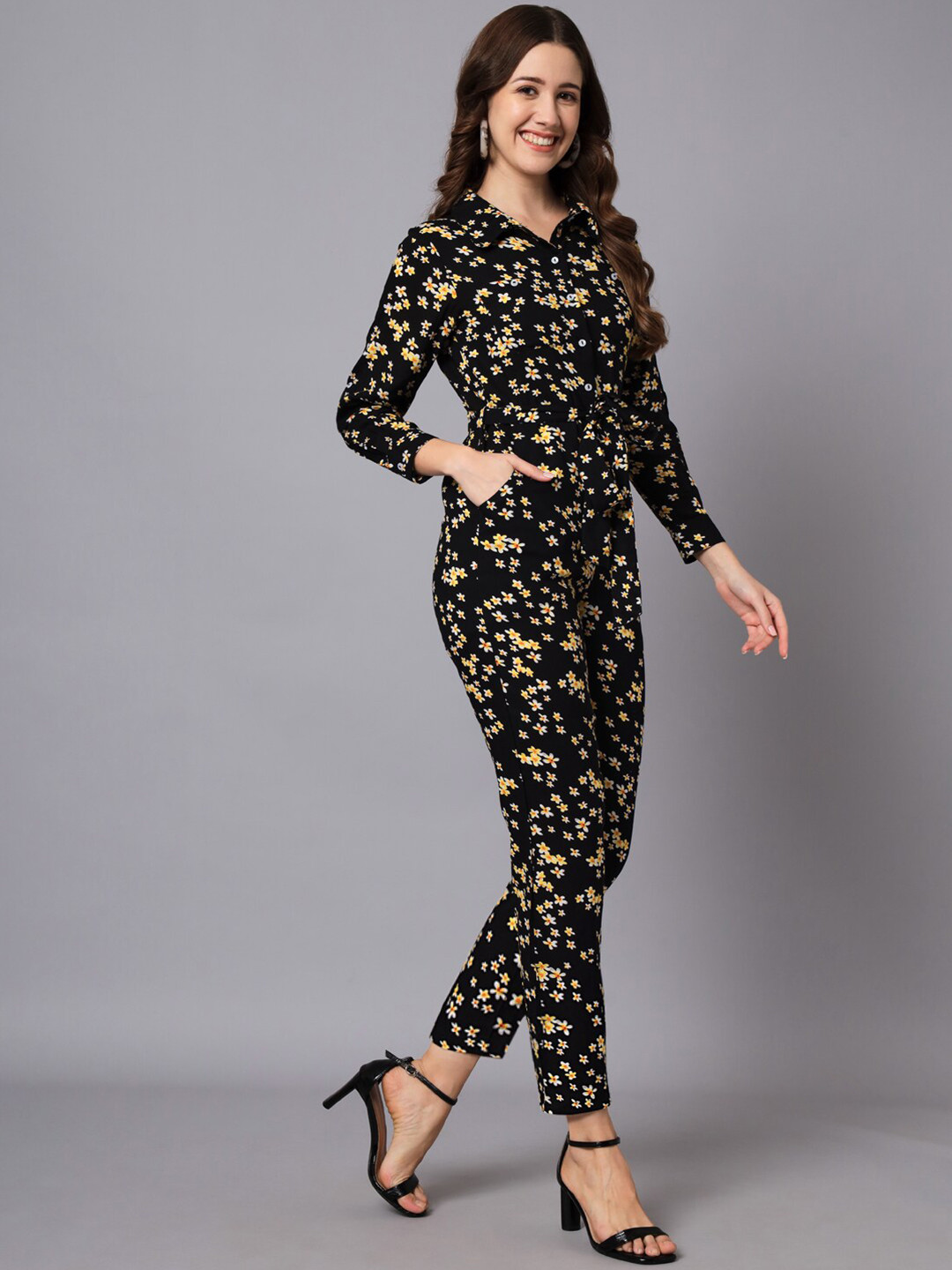 

The Dry State Floral Printed Basic Jumpsuit, Black