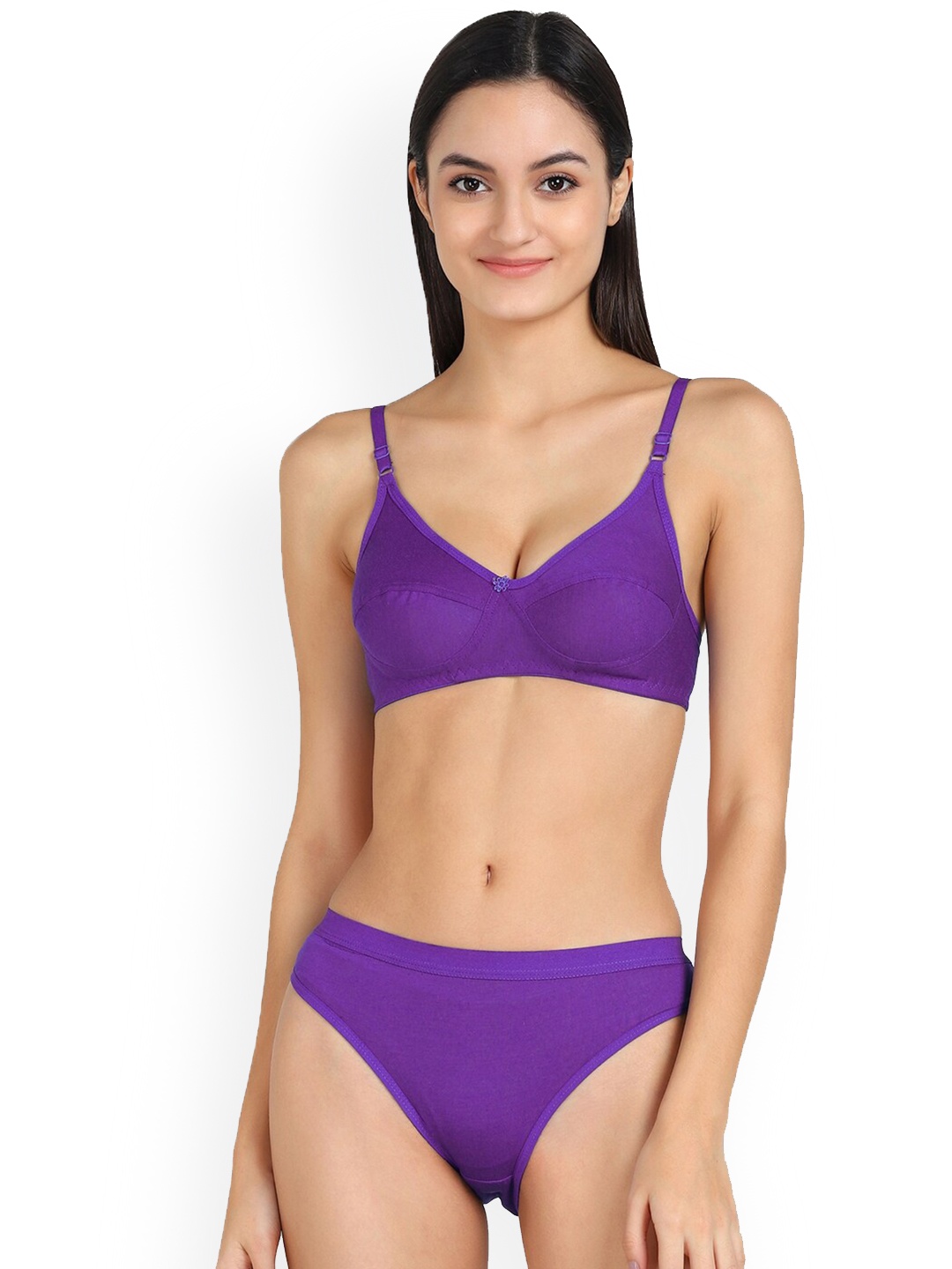 

AROUSY Mid Rise Non-Padded Cotton Lingerie Set, Purple