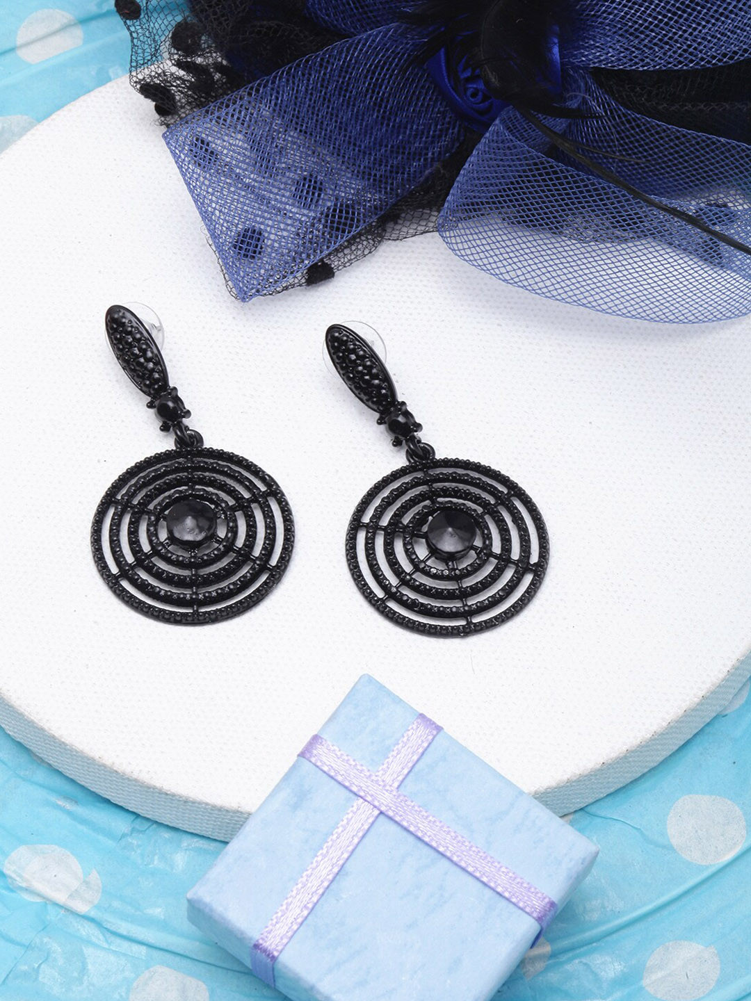 

Awadhi Contemporary Drop Earrings, Black