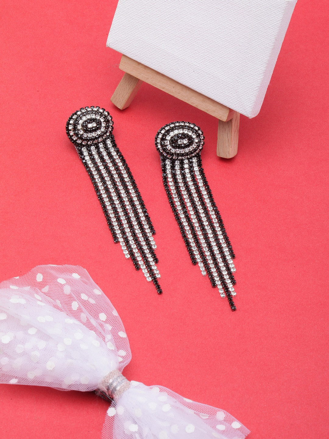 

Awadhi Silver-Plated Contemporary Drop Earrings