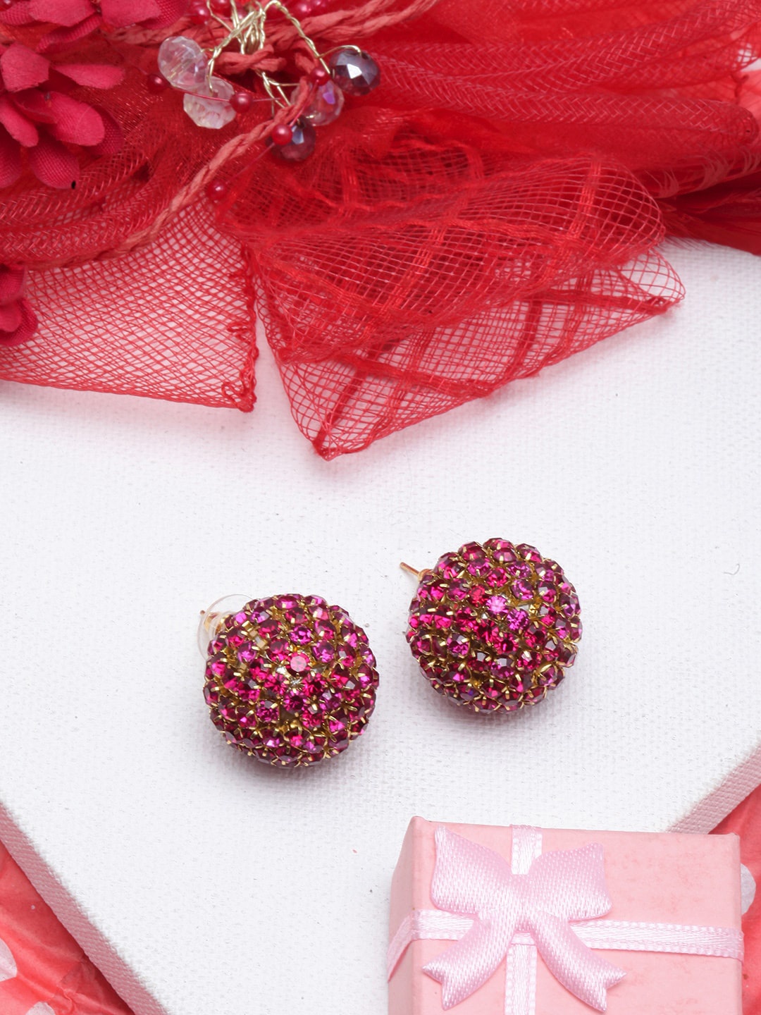 

Awadhi Gold-Plated Circular Rhinestone Studs Earrings