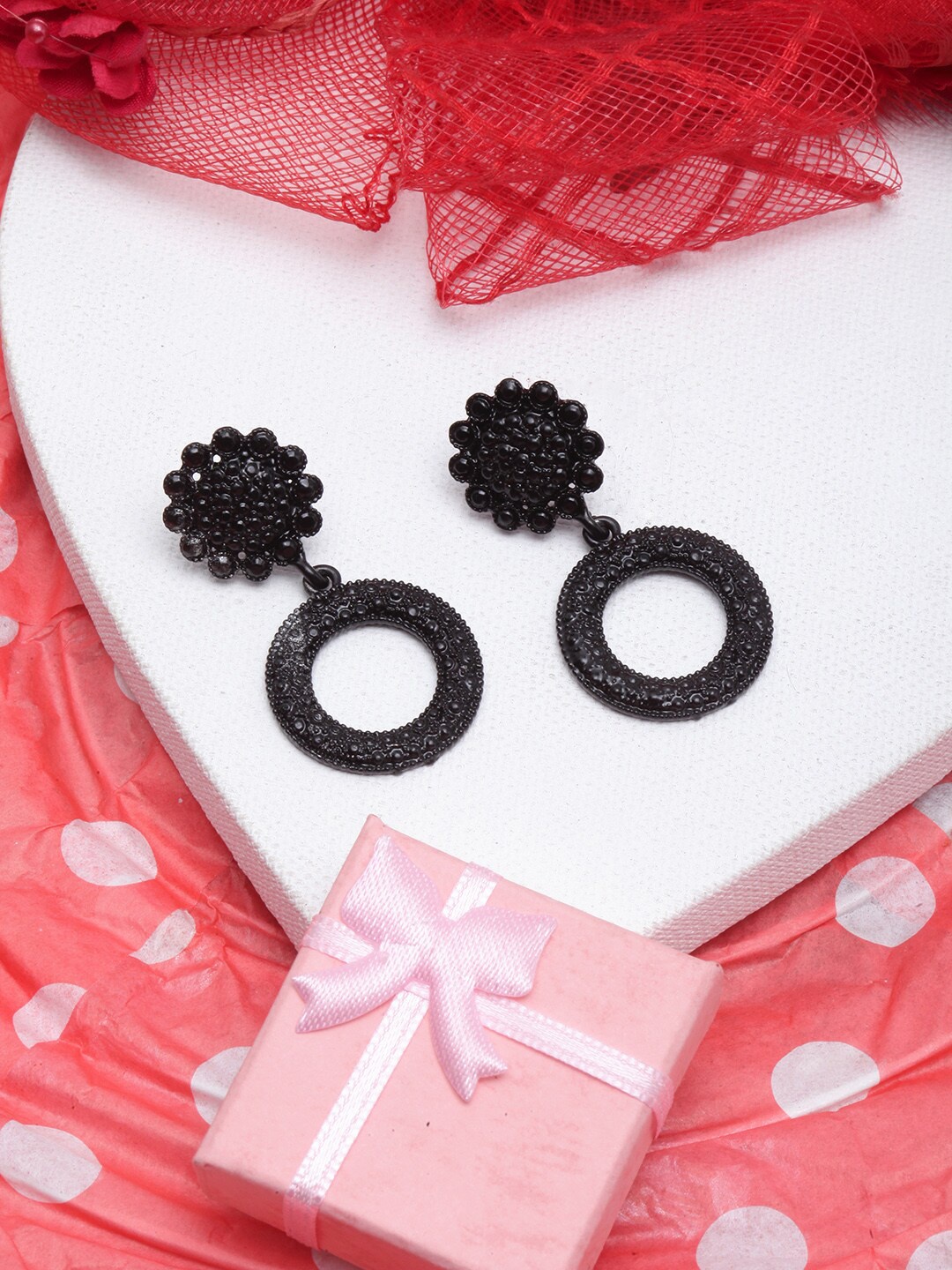 

Awadhi Contemporary Drop Earrings, Black