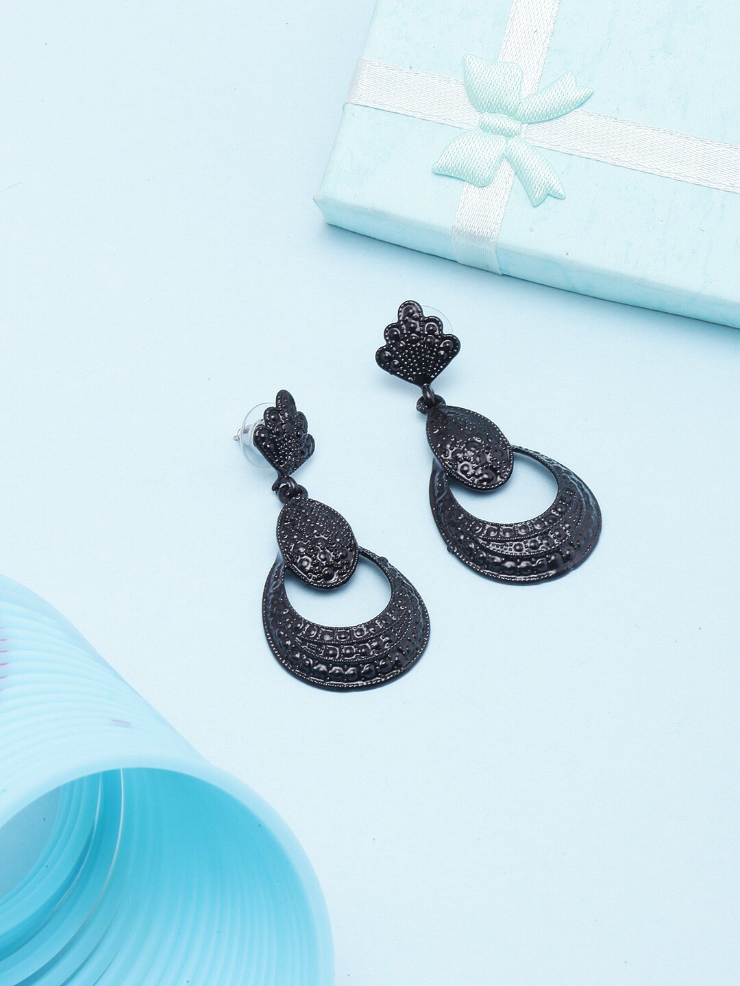 

Awadhi Contemporary Drop Earrings, Black