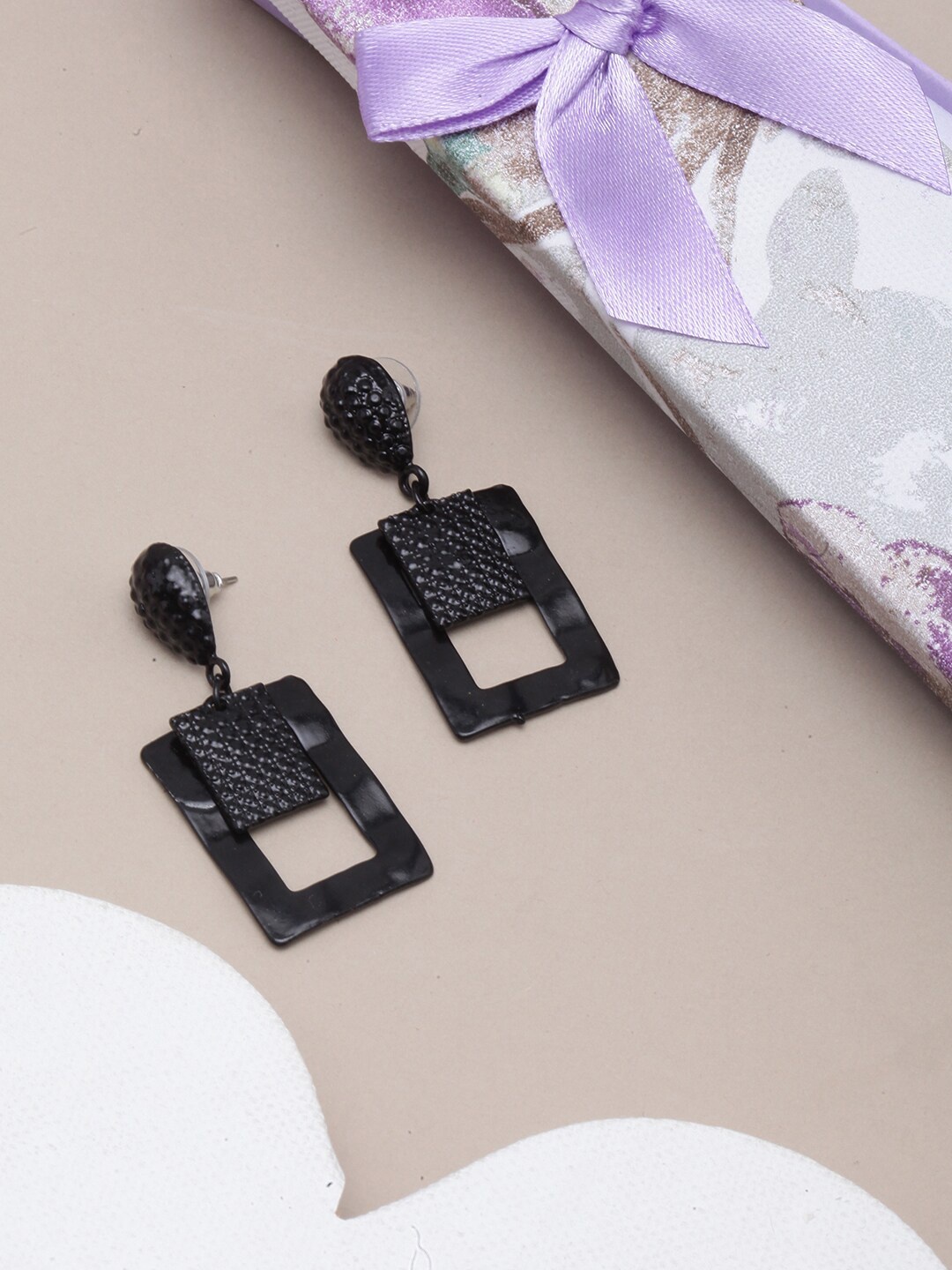 

Awadhi Contemporary Drop Earrings, Black