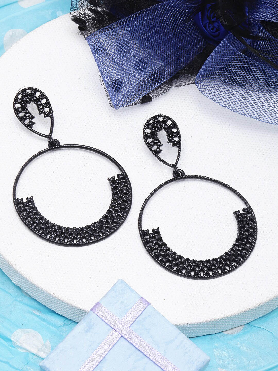 

Awadhi Contemporary Drop Earrings, Black