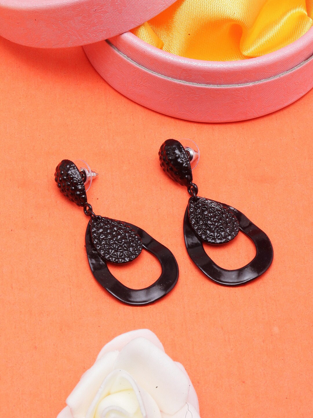 

Awadhi Contemporary Drop Earrings, Black