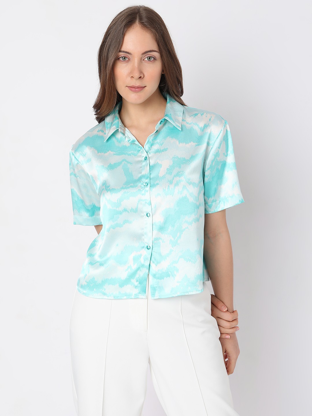 

Vero Moda Slim Fit Abstract Printed Casual Shirt, Blue