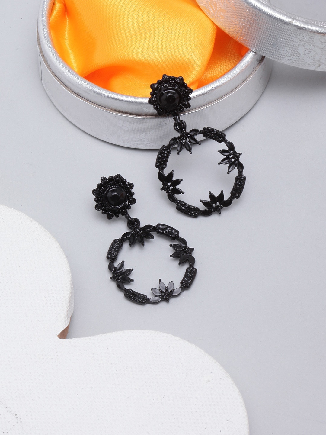 

Sangria Black-Plated Contemporary Shaped Drop Earrings
