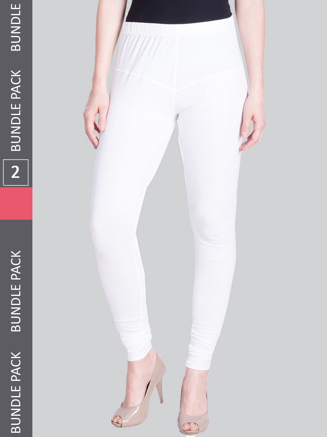 

LYRA Women Pack Of 2 4-Way Stretch Churidar-Length Cotton Lycra Leggings, White