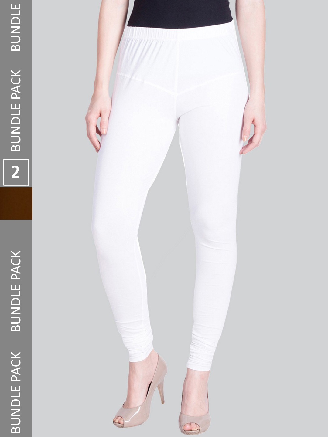 

LYRA Women Pack Of 2 4-Way Stretch Churidar-Length Cotton Lycra Leggings, White
