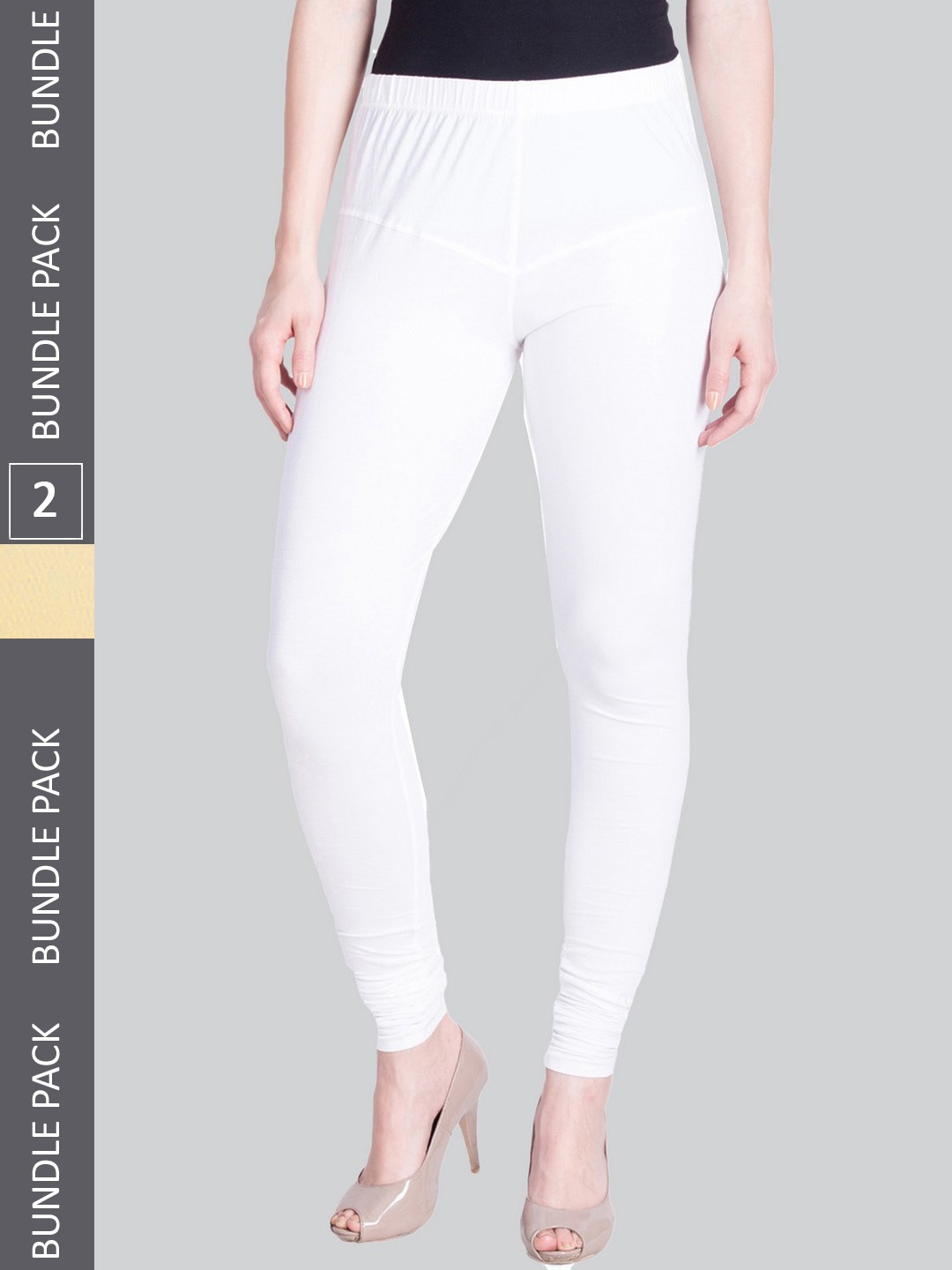 

LYRA Women Pack Of 2 4-Way Stretch Churidar-Length Cotton Lycra Leggings, White