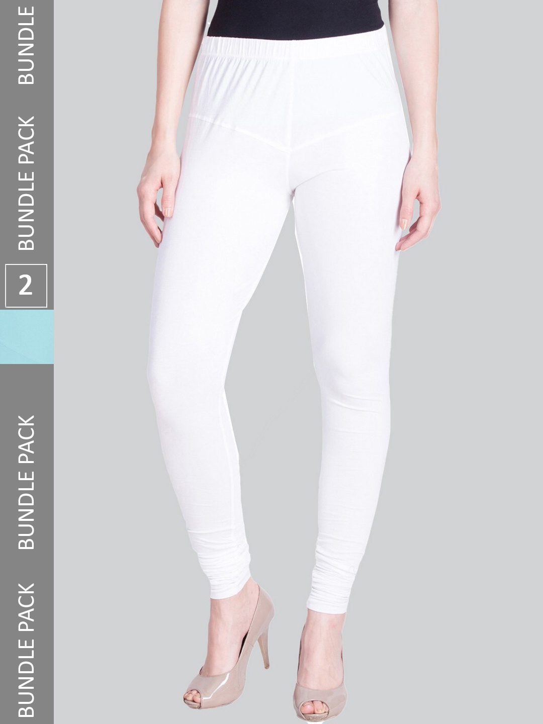 

LYRA Women Pack Of 2 Churidar-Length Cotton Lycra Leggings, White