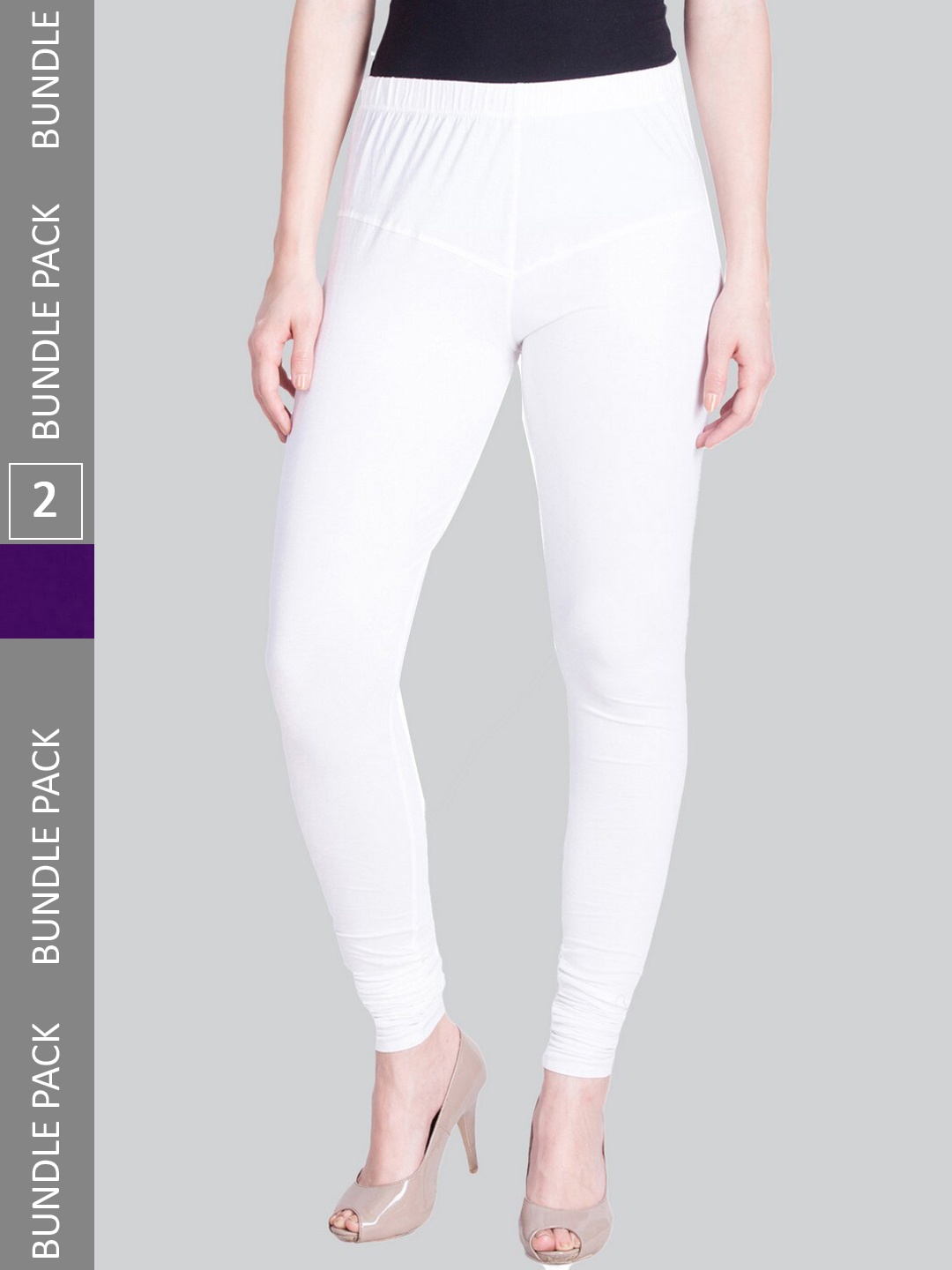 

LYRA Women Pack Of 2 Churidar-Length Cotton Lycra Leggings, Purple