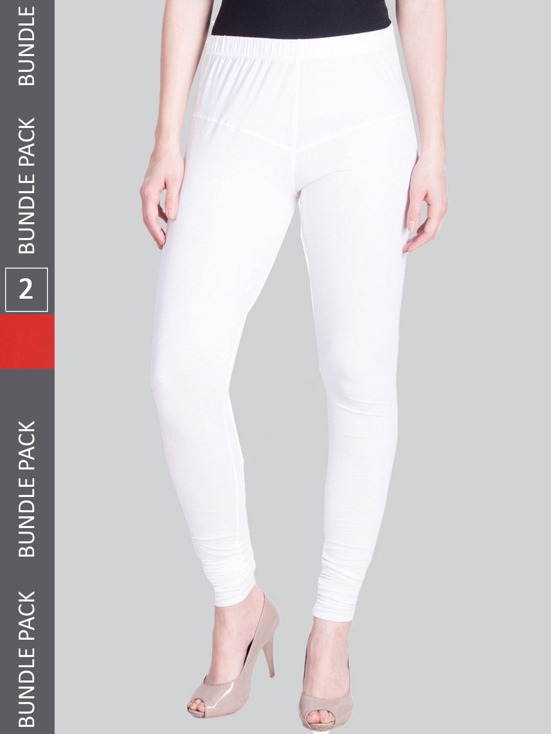 

LYRA Women Pack Of 2 Churidar-Length Cotton Lycra Leggings, White
