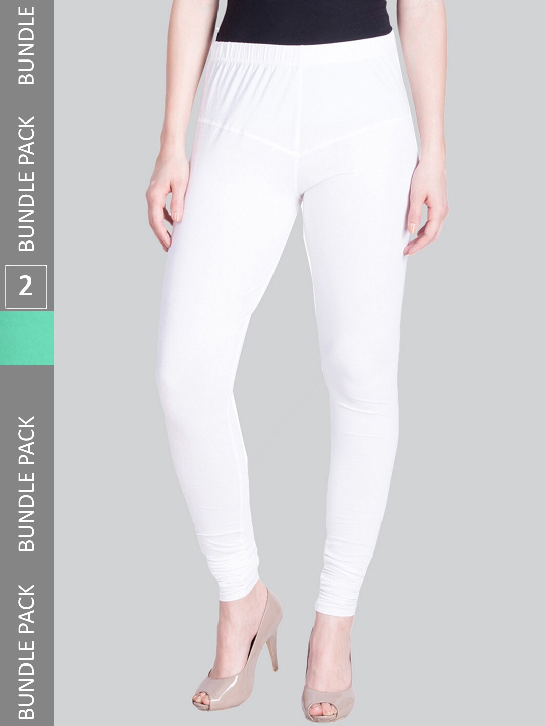 

LYRA Women Pack Of 2 4-Way Stretch Churidar-Length Cotton Lycra Leggings, White
