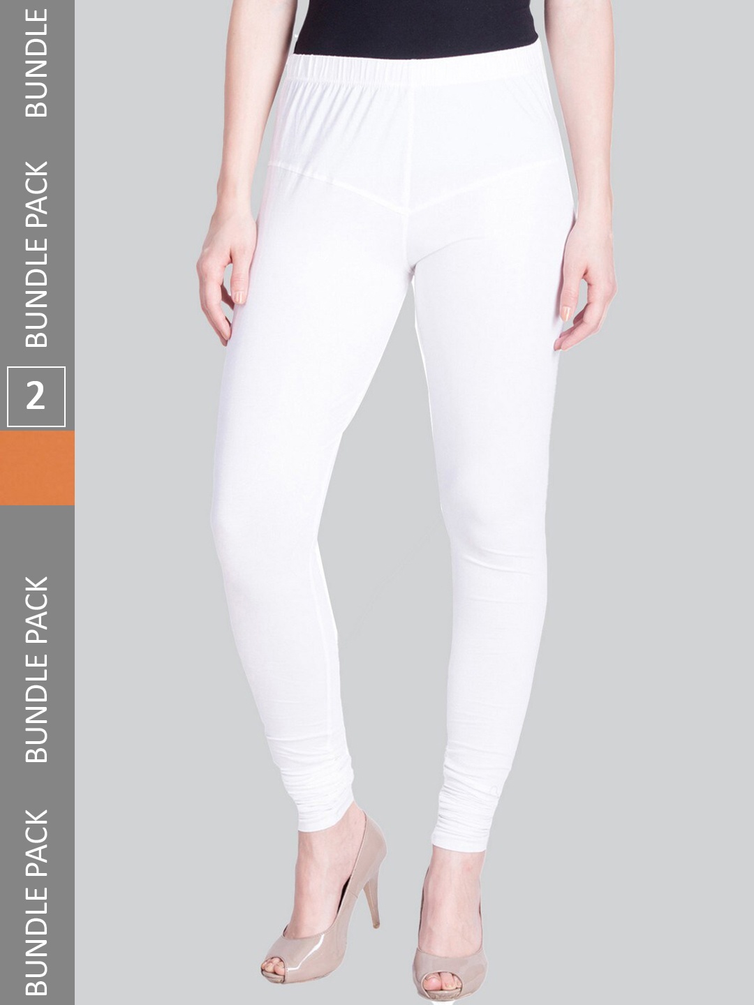 

LYRA Women Pack Of 2 4-Way Stretch Churidar-Length Cotton Lycra Leggings, White
