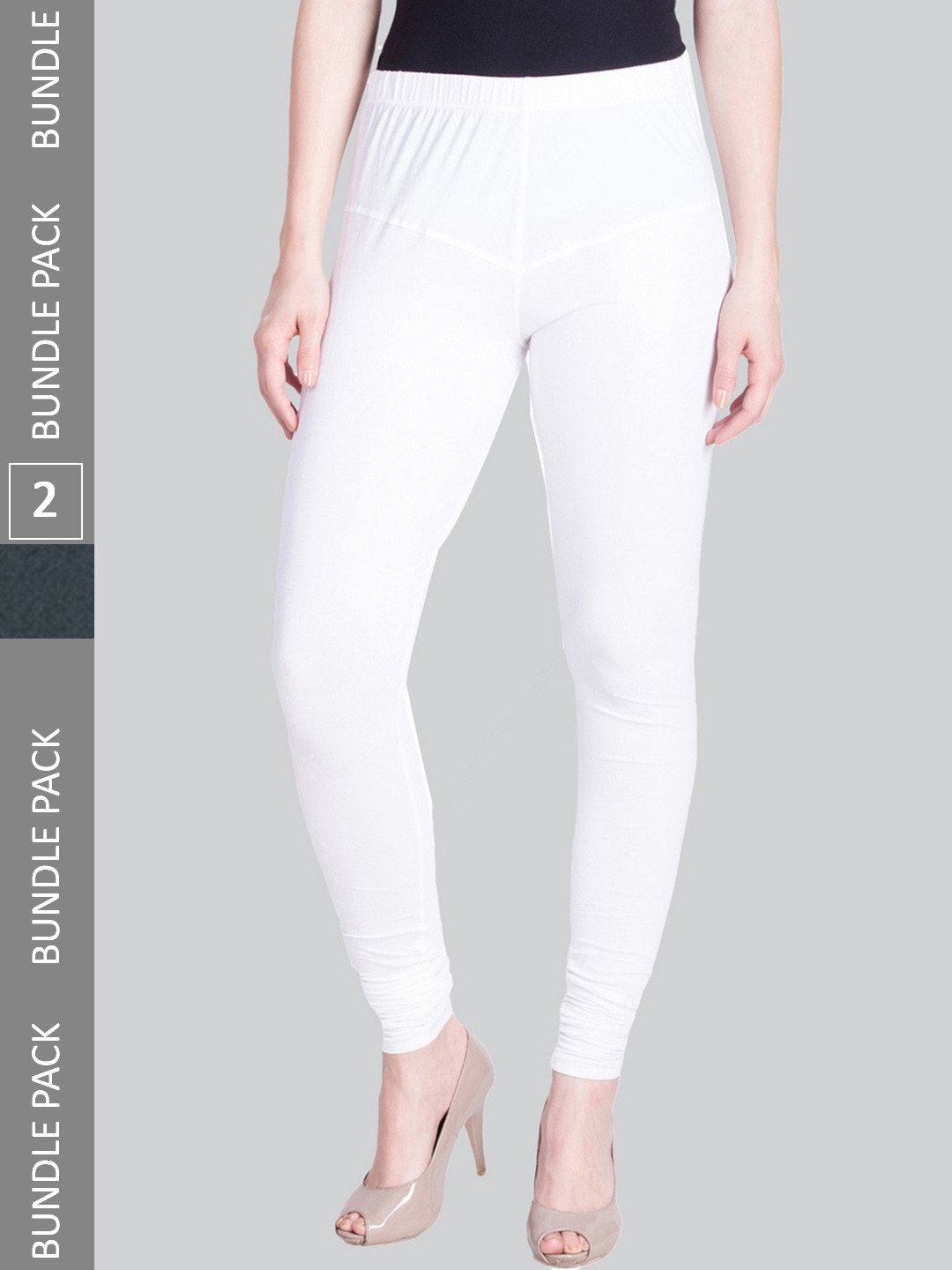 

LYRA Women Pack Of 2 Churidar-Length Cotton Lycra Leggings, White