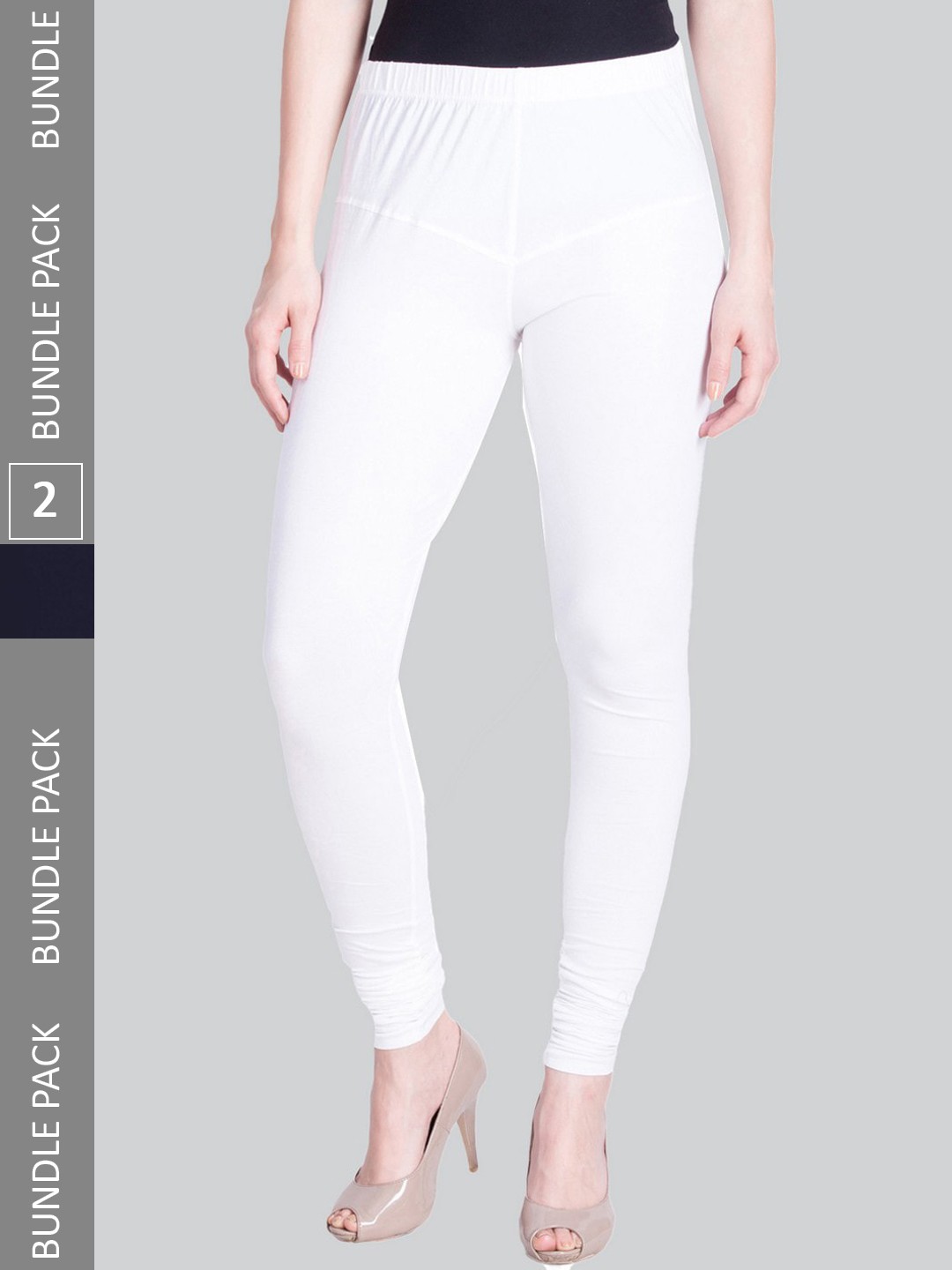 

LYRA Women Pack Of 2 Churidar-Length Cotton Lycra Leggings, White