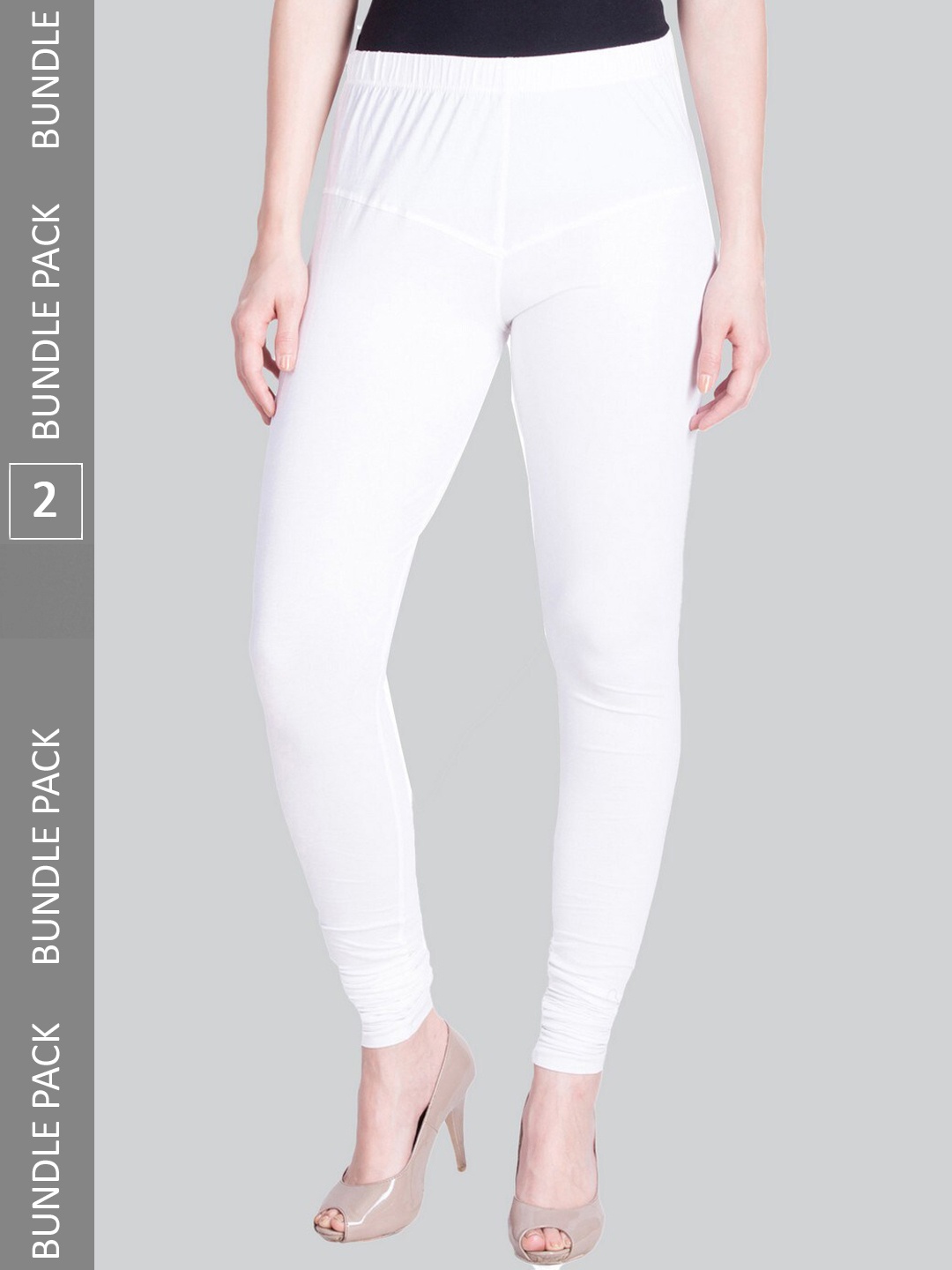 

LYRA Women Pack Of 2 Churidar-Length Cotton Lycra Leggings, White