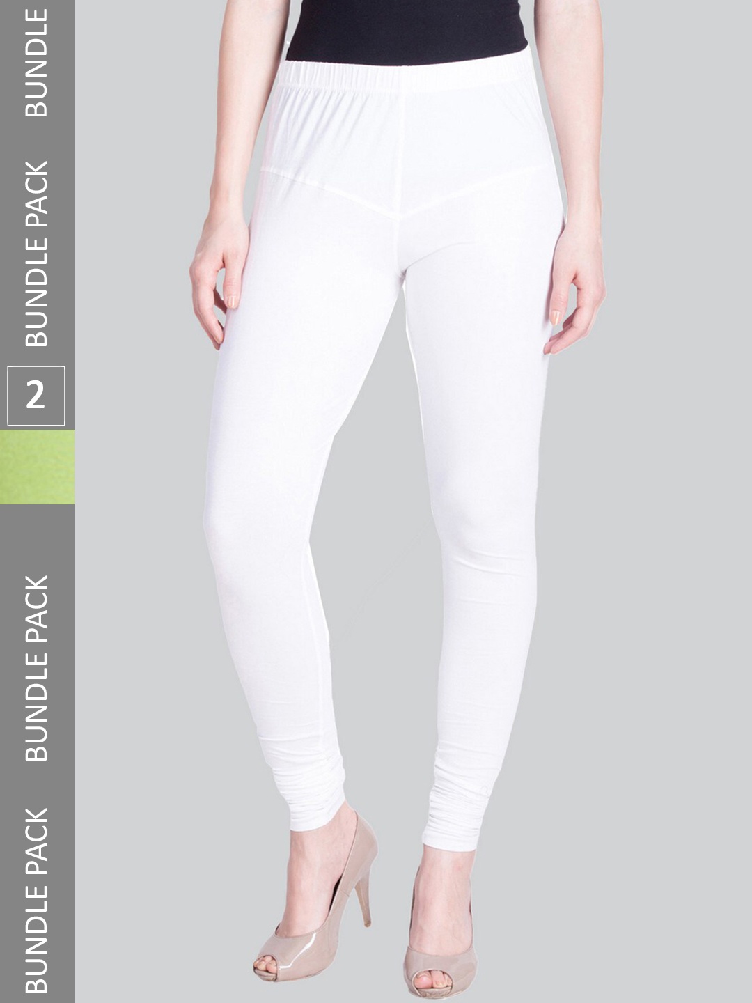 

LYRA Women Pack Of 2 Churidar-Length Cotton Lycra Leggings, White