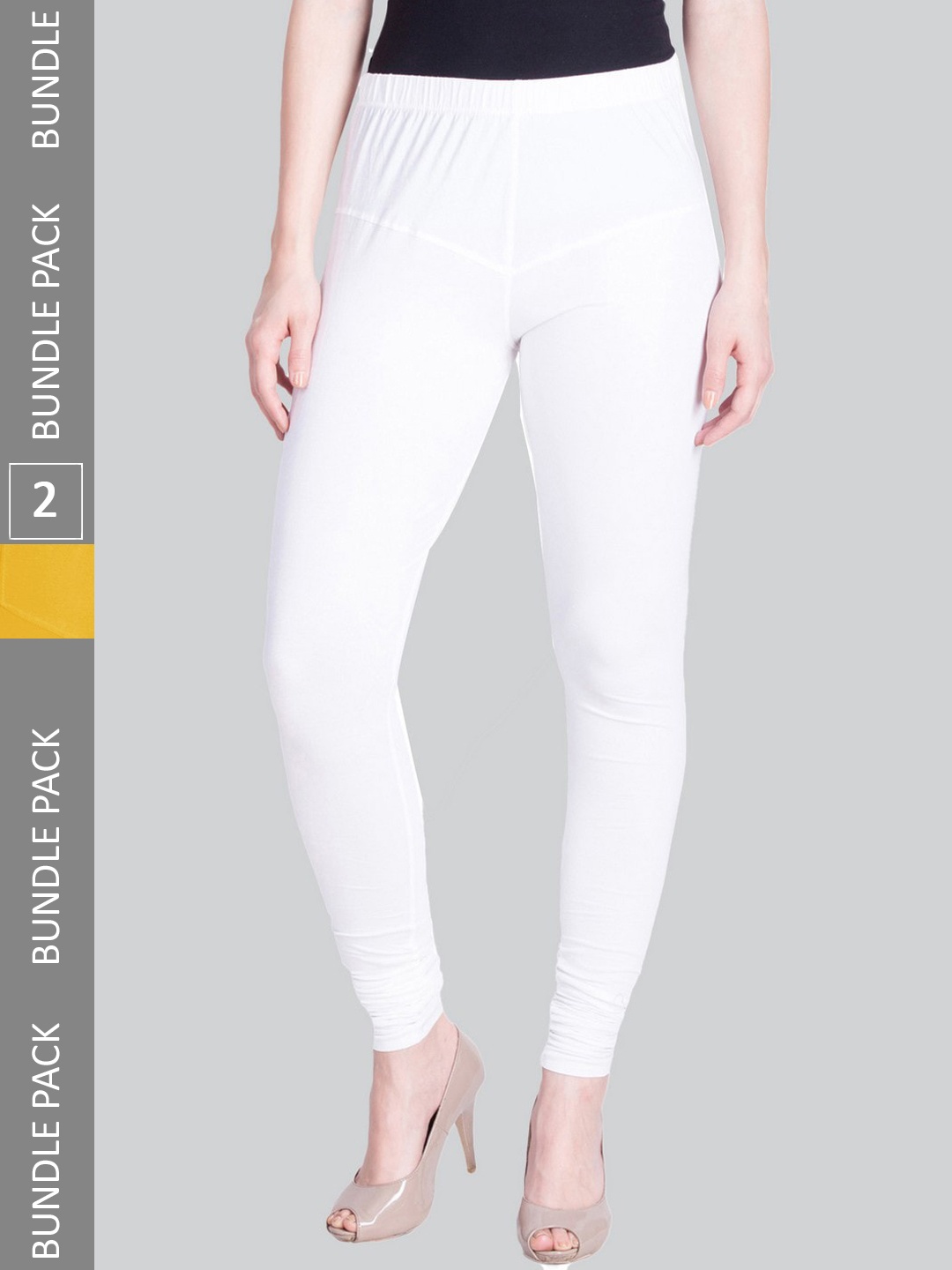 

LYRA Women Pack Of 2 Churidar-Length Cotton Lycra Leggings, White