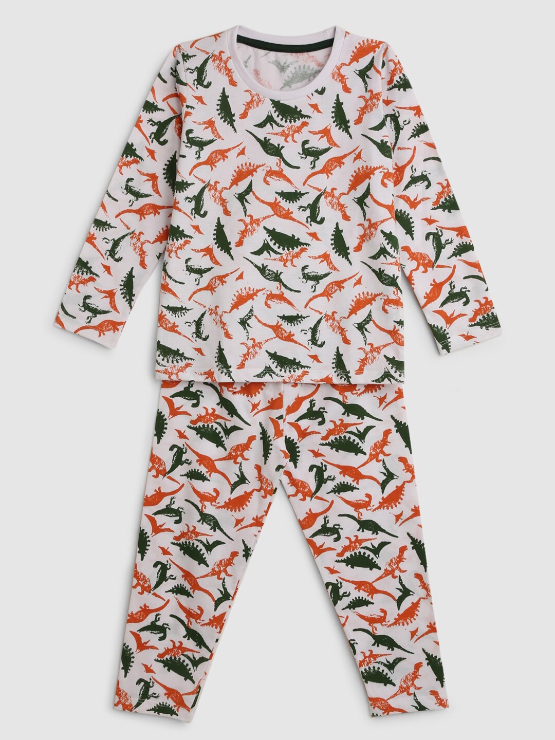 

YK Boys White & Red Printed T-shirt With Pyjamas