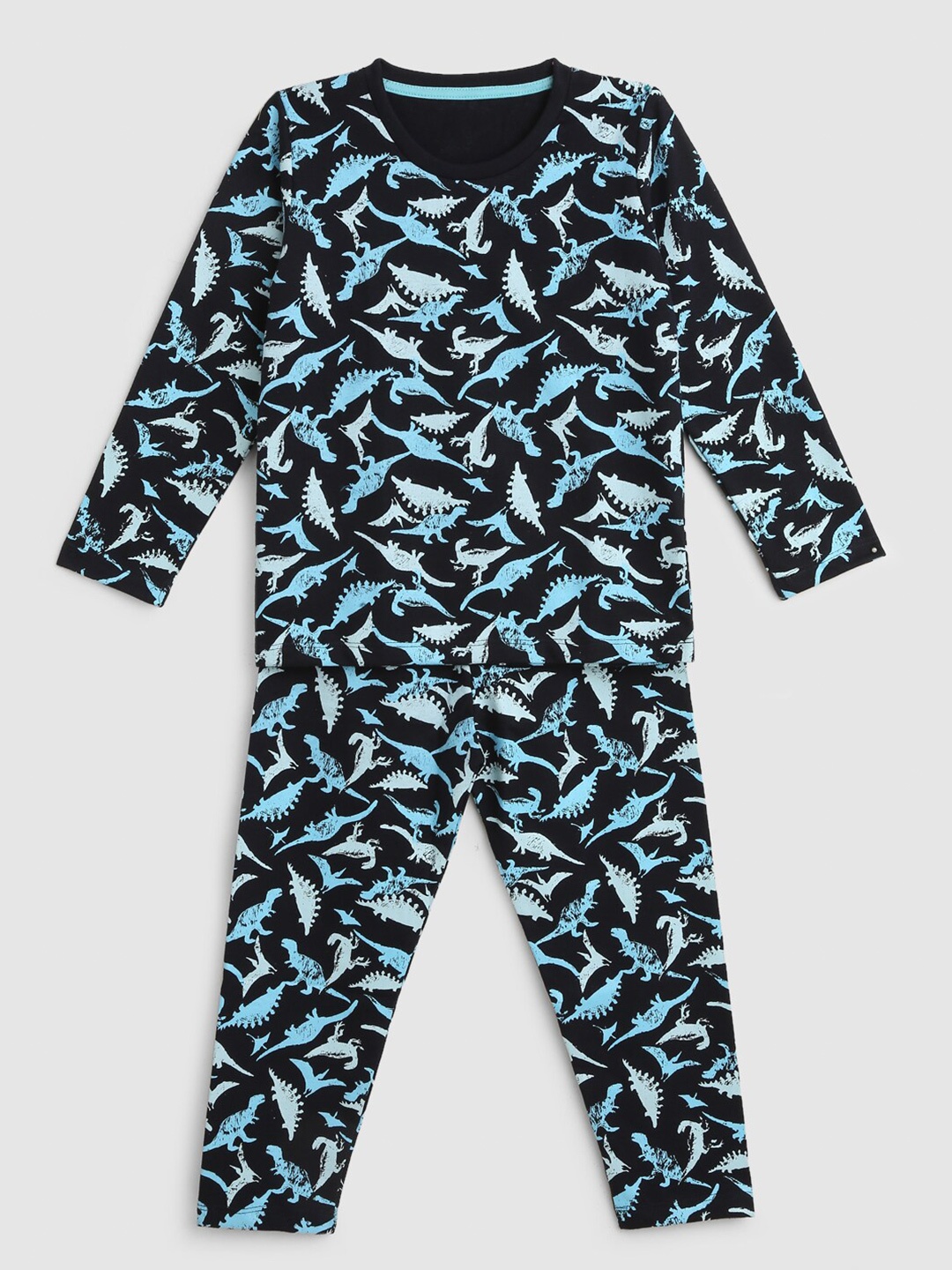 

YK Boys Printed T-shirt With Pyjamas, Navy blue