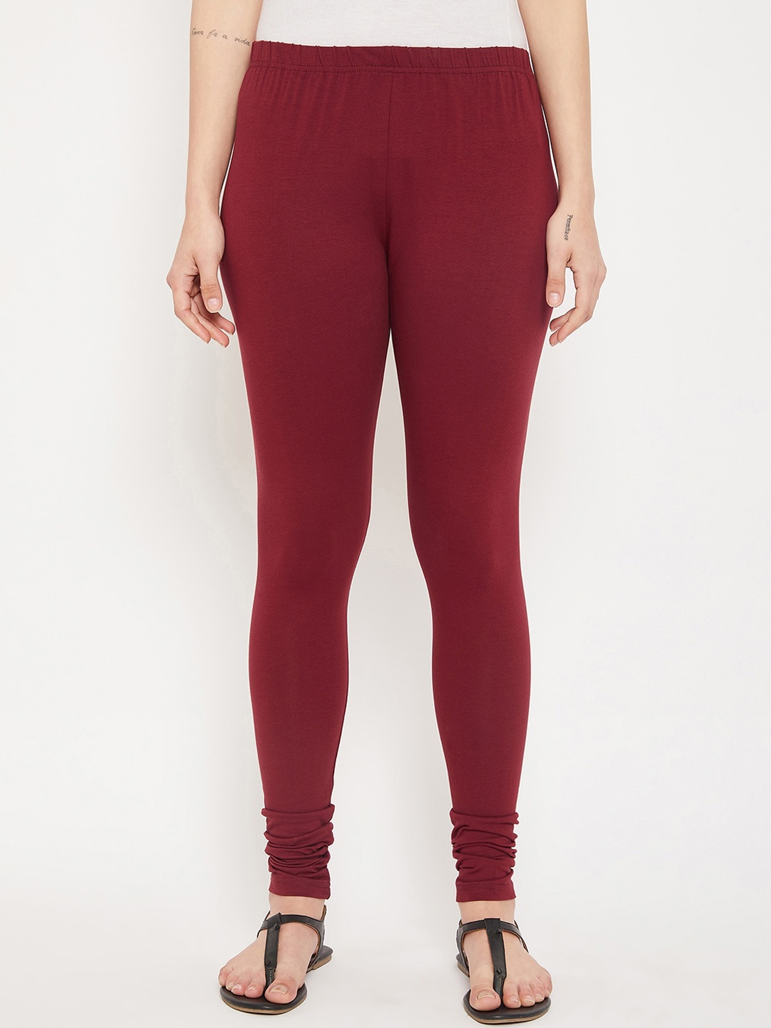 

Cantabil Women Churidar-Length Cotton Leggings, Maroon