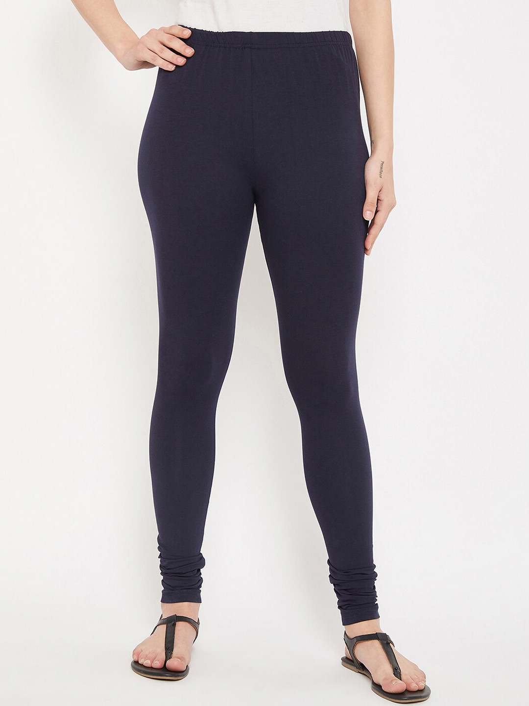 

Cantabil Women Churidar-Length Cotton Leggings, Navy blue