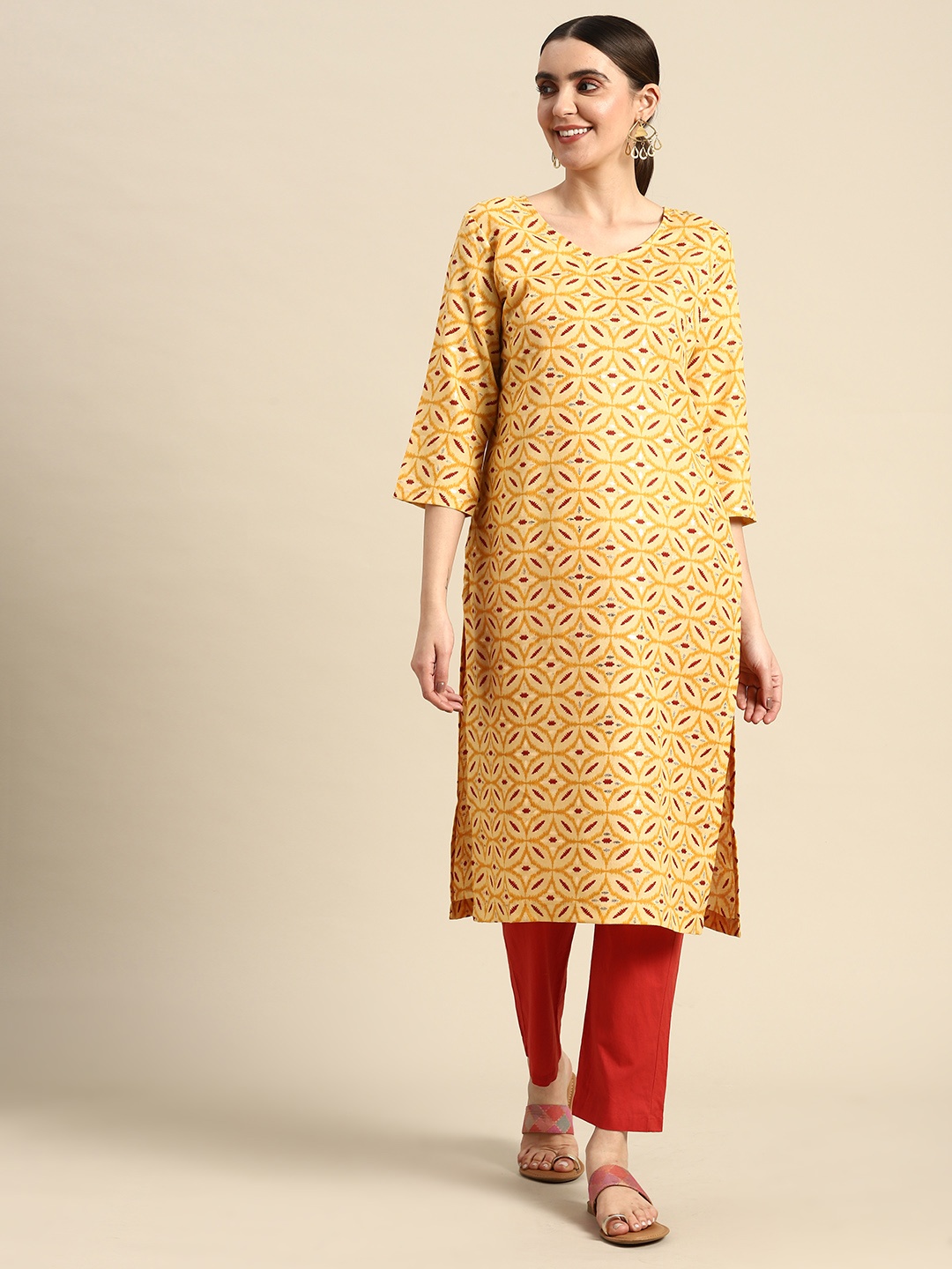 

Anouk Floral Printed Floral Kurta, Yellow