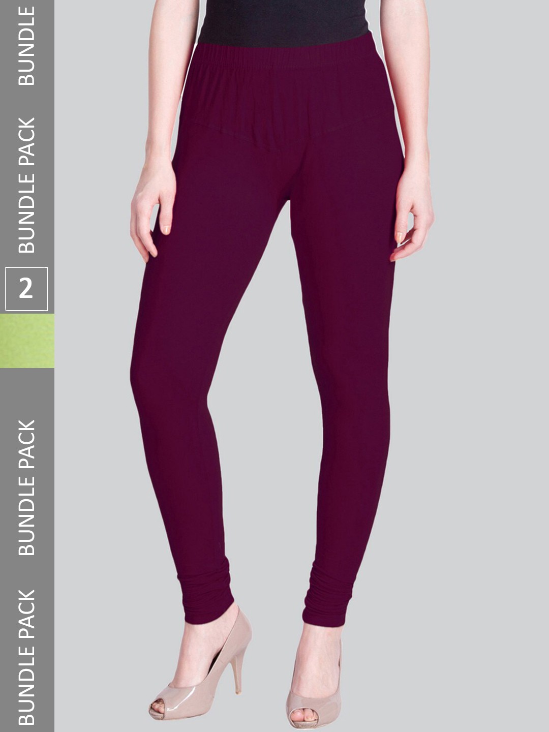 

LYRA Women Pack Of 2 4-Way Stretch Churidar-Length Cotton Lycra Leggings, Purple