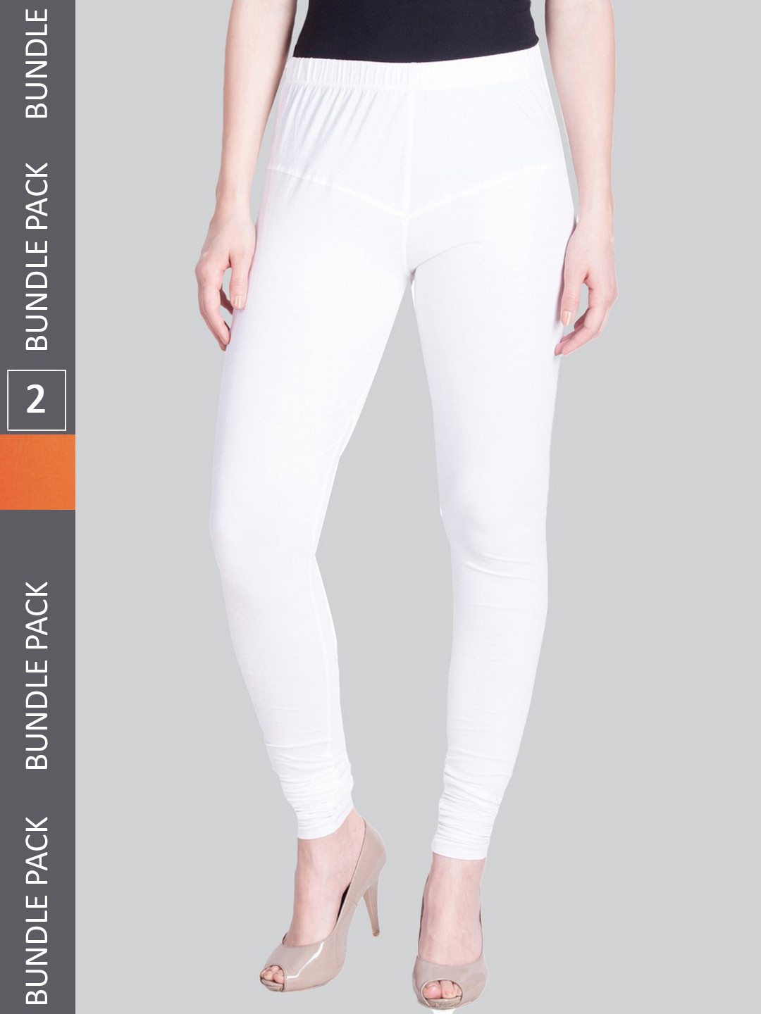 

LYRA Women Pack Of 2 Churidar-Length Cotton Lycra Leggings, White