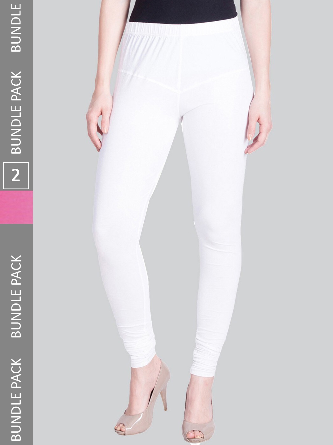 

LYRA Women Pack Of 2 Churidar-Length Cotton Lycra Leggings, White