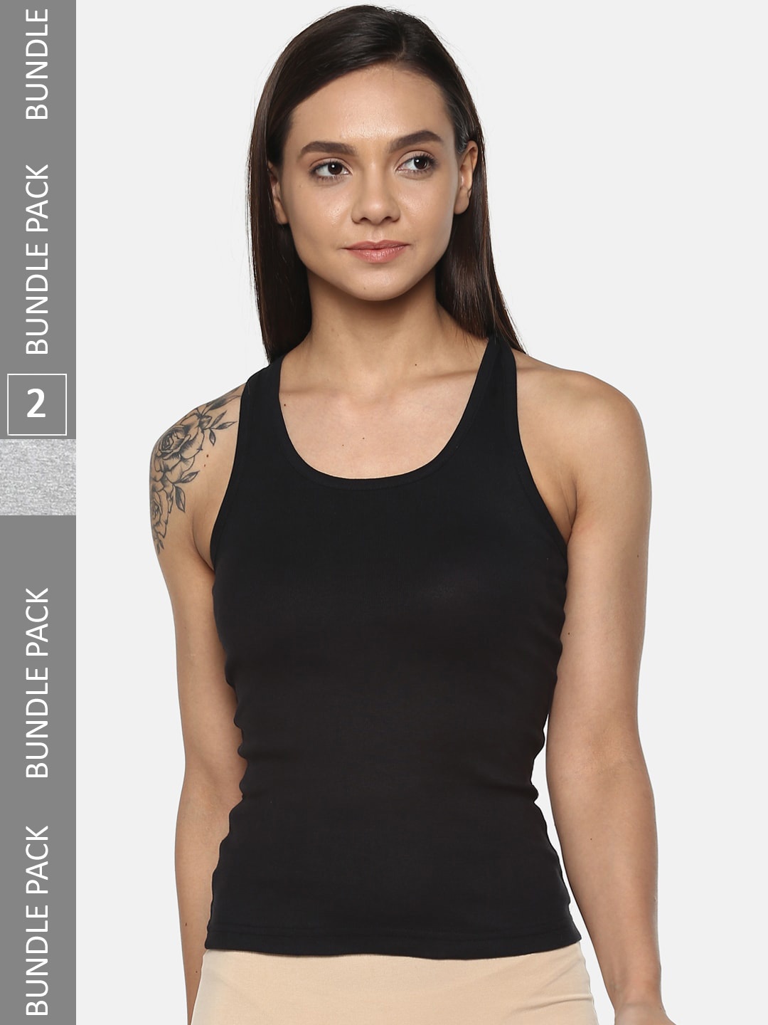 

Roadster Pack Of 2 Non Padded Racer Back Pure Cotton Camisoles, Black
