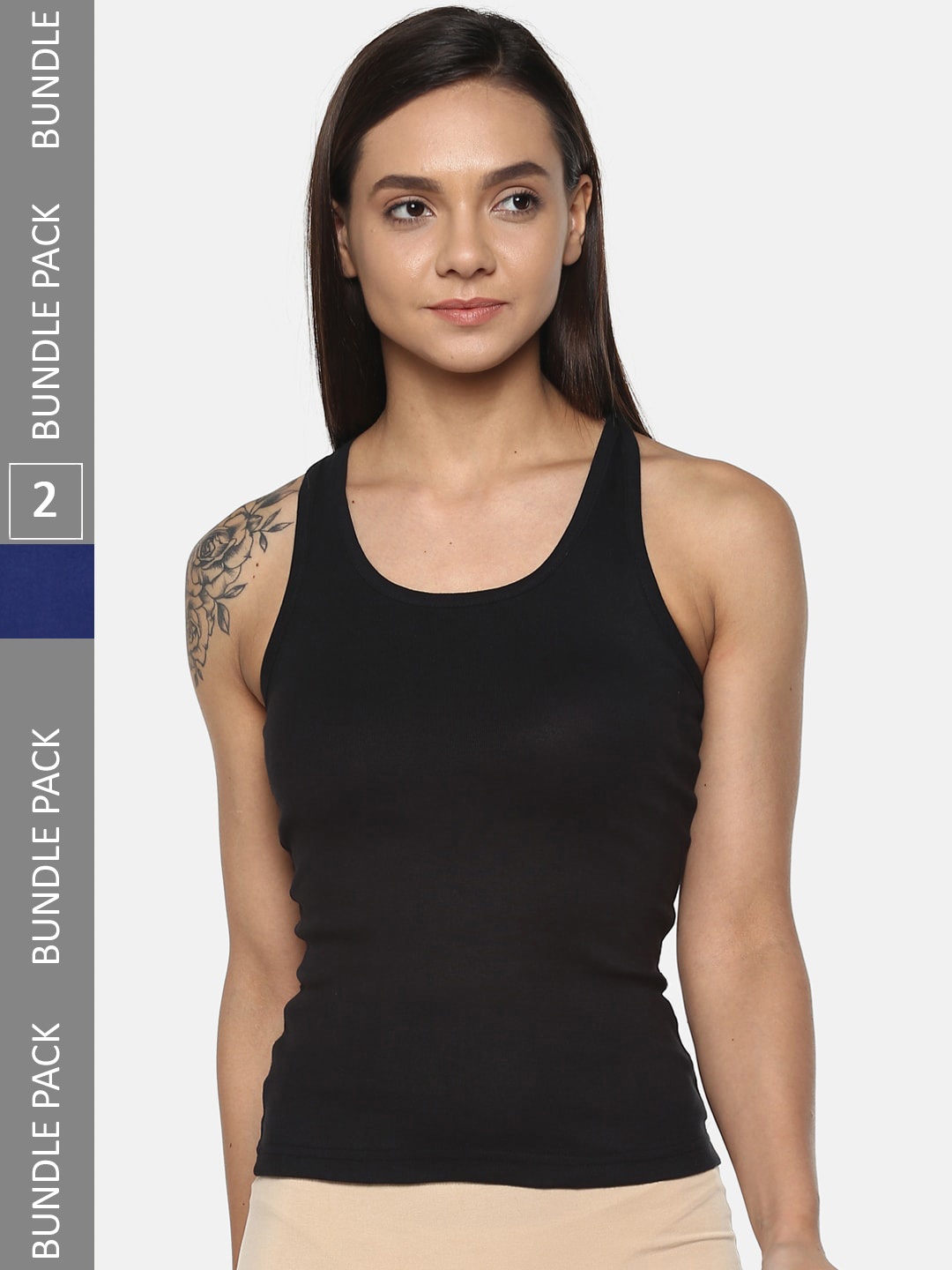 

Roadster Pack Of 2 Non Padded Racer Back Pure Cotton Camisoles, Black