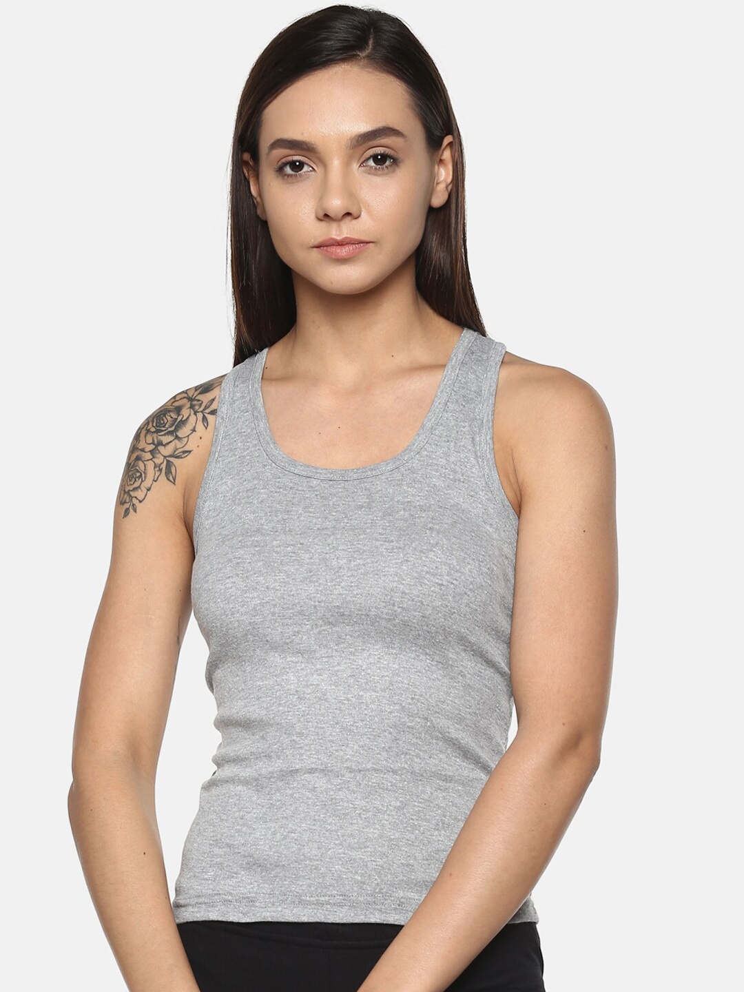 

Roadster Pure Cotton Racer Back Non-Padded Camisole, Grey