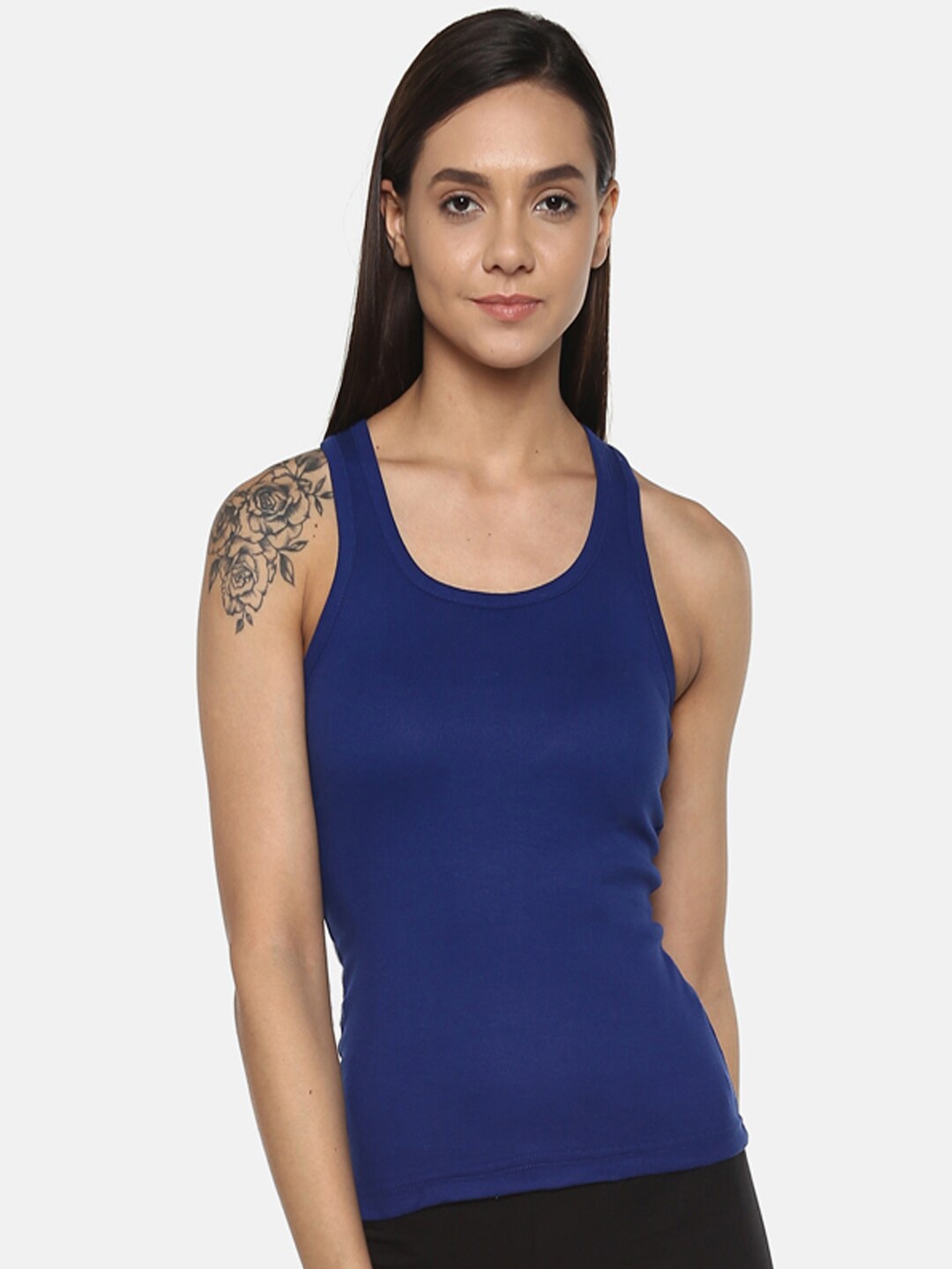 

Roadster Pure Cotton Racer Back Non-Padded Camisole, Navy blue