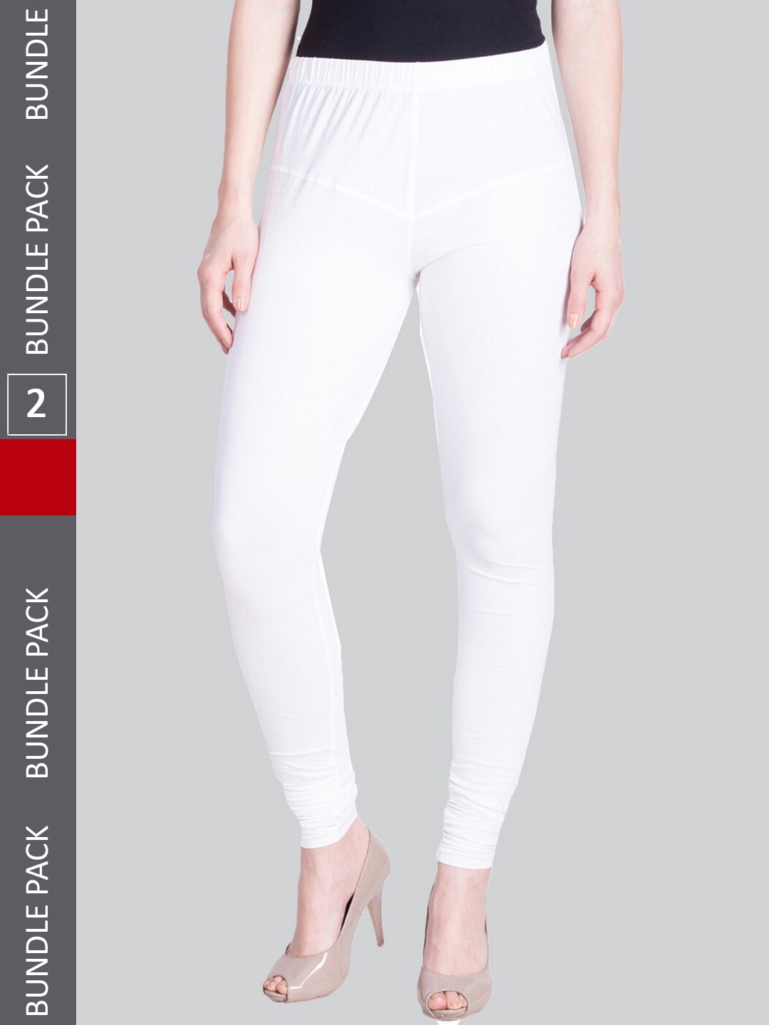 

LYRA Women Pack Of 2 Churidar-Length Cotton Lycra Leggings, White