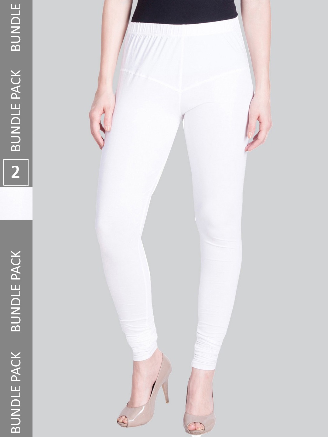 

LYRA Women Pack Of 2 4-Way Stretch Churidar-Length Cotton Lycra Leggings, White