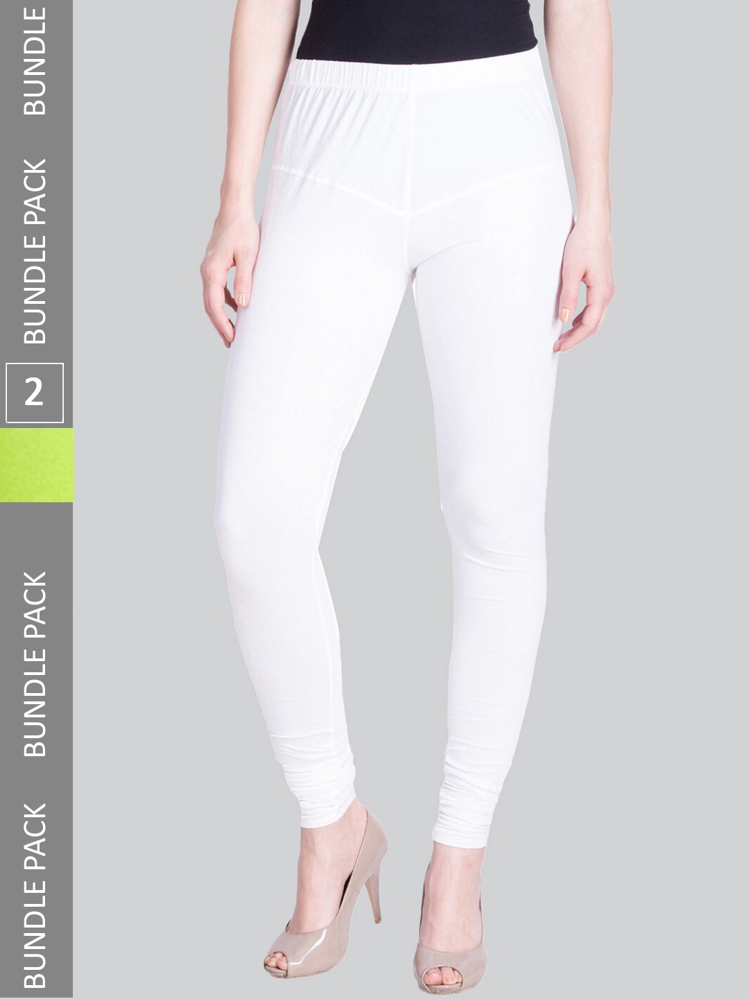 

LYRA Women Pack Of 2 4-Way Stretch Churidar-Length Cotton Lycra Leggings, White