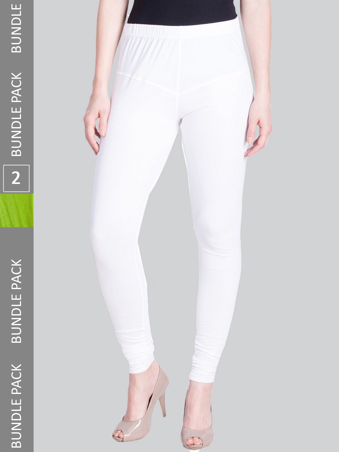 

LYRA Women Pack Of 2 4-Way Stretch Churidar-Length Cotton Lycra Leggings, White