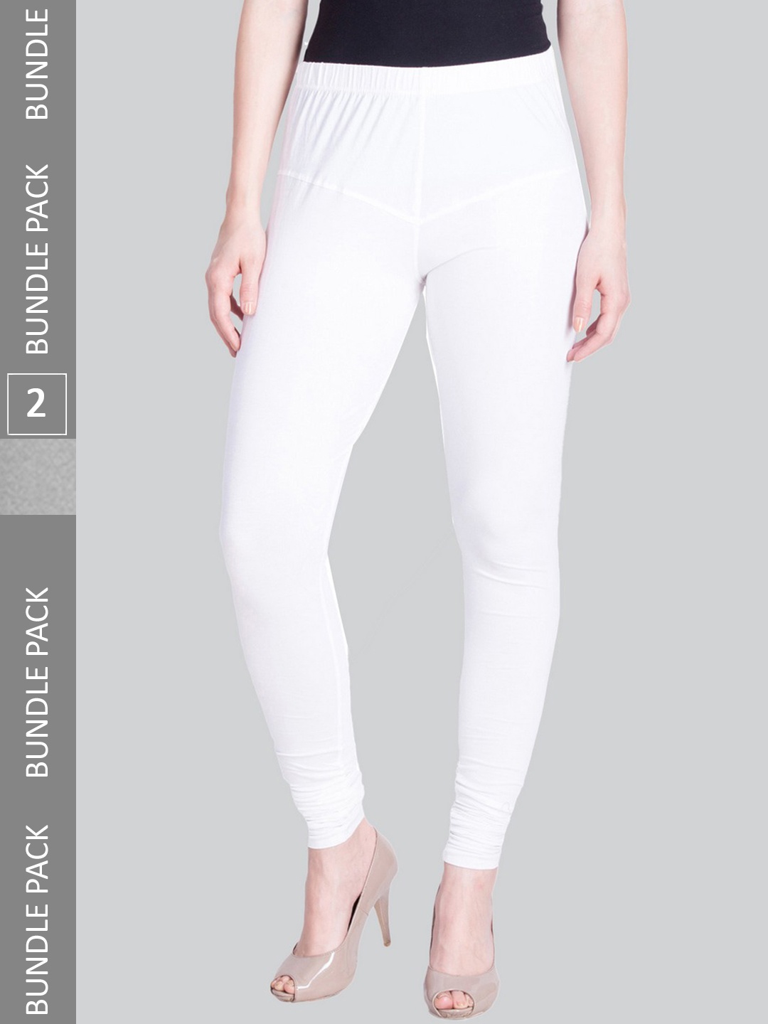 

LYRA Women Pack Of 2 4-Way Stretch Churidar-Length Cotton Lycra Leggings, White