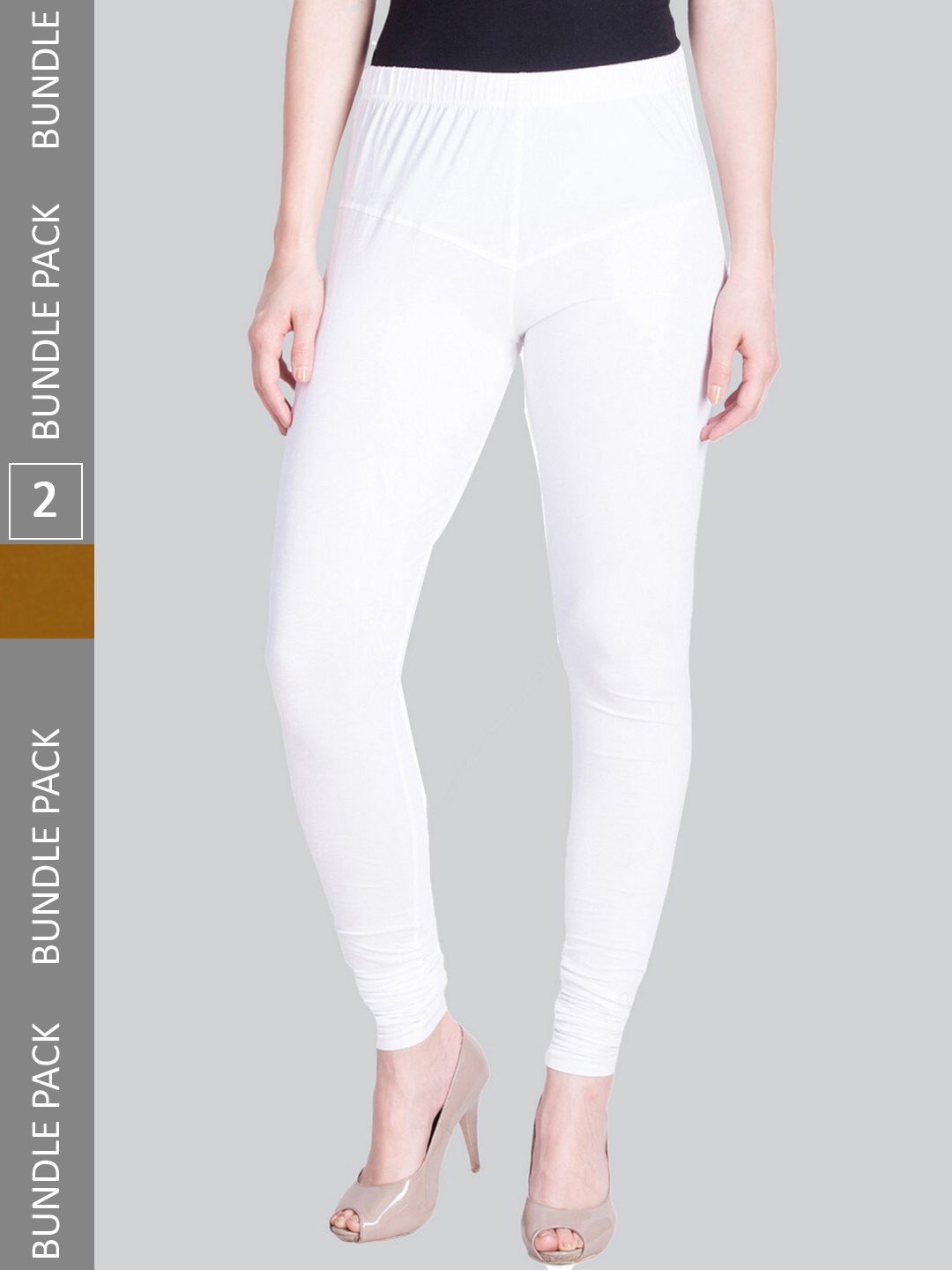 

LYRA Women Pack Of 2 4-Way Stretch Churidar-Length Cotton Lycra Leggings, White